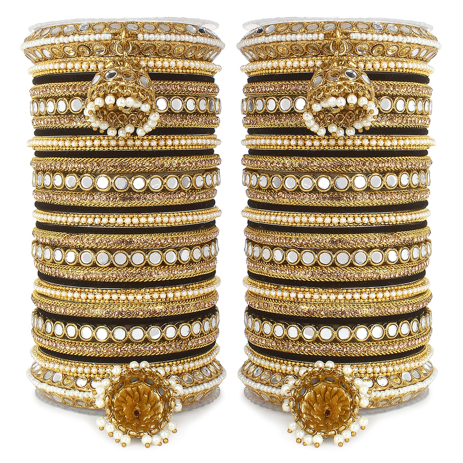 Bridal Mirror Bangle Set with Jhumki by Leshya - Image 9