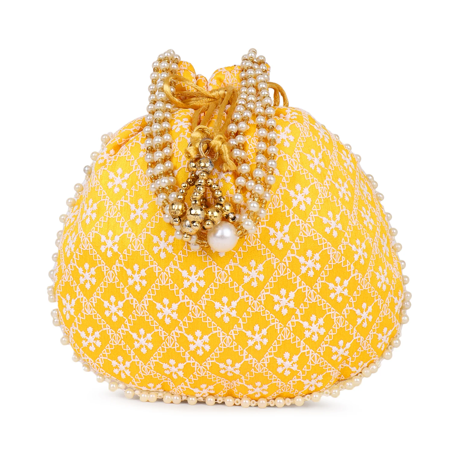 Embroided Potli with Running Beaded Pattern - Image 13