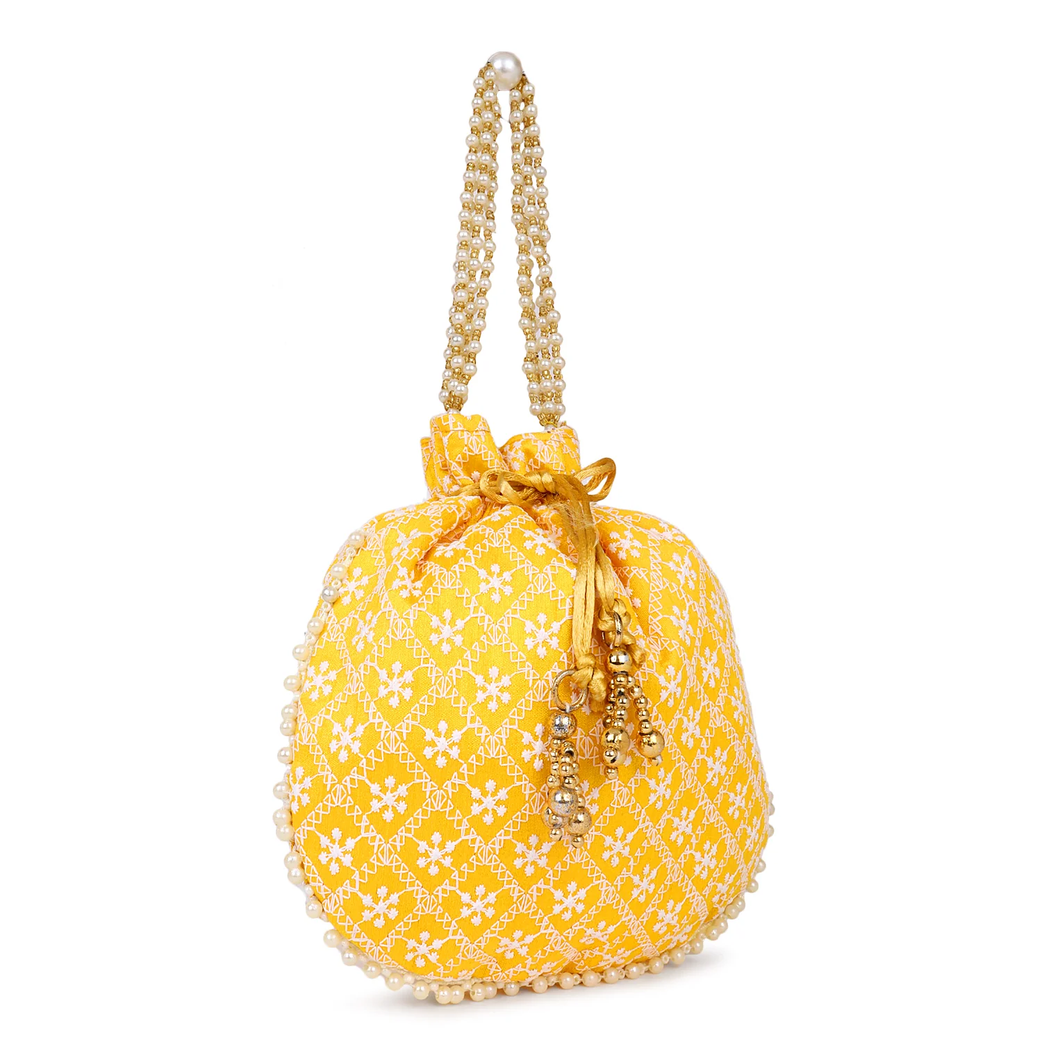 Embroided Potli with Running Beaded Pattern - Image 15