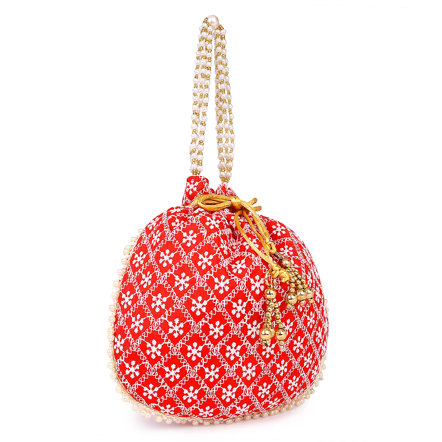 Embroided Potli with Running Beaded Pattern - Image 2