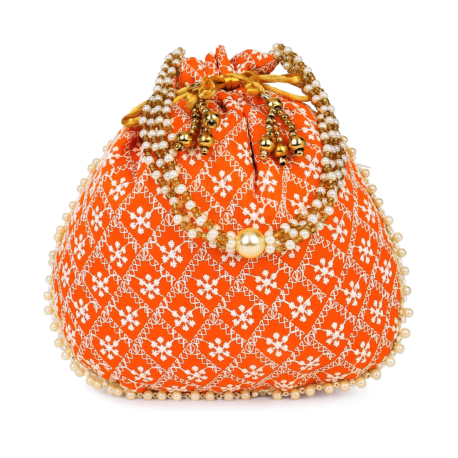 Embroided Potli with Running Beaded Pattern - Image 4