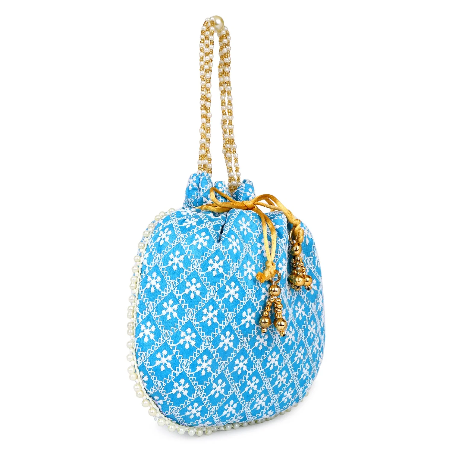 Embroided Potli with Running Beaded Pattern - Image 8