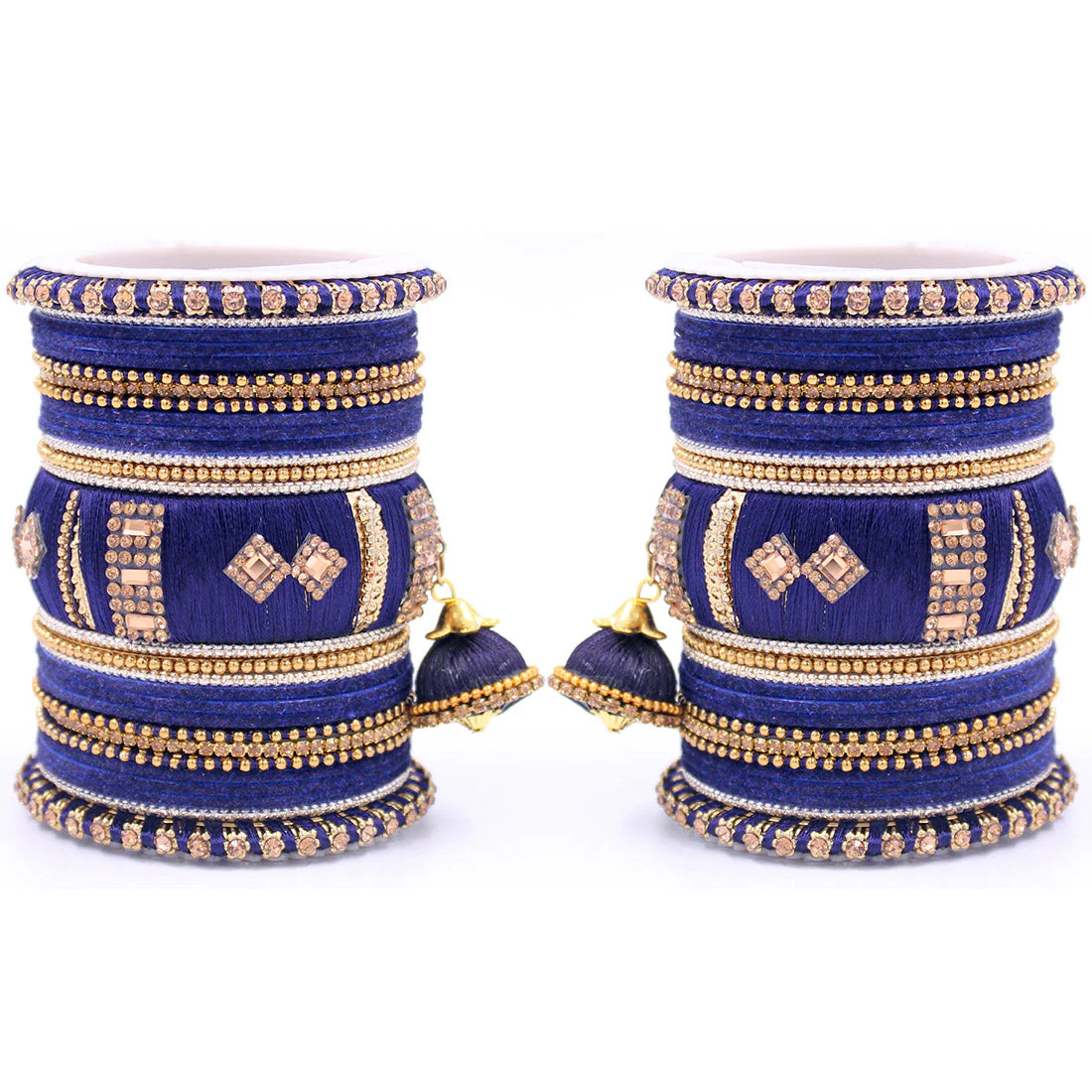 Bridal Set of 2 Silk Thread Bangle Set With Jhumki - Image 8