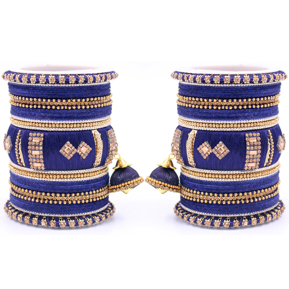 Bridal Set of 2 Silk Thread Bangle Set With Jhumki - Image 8