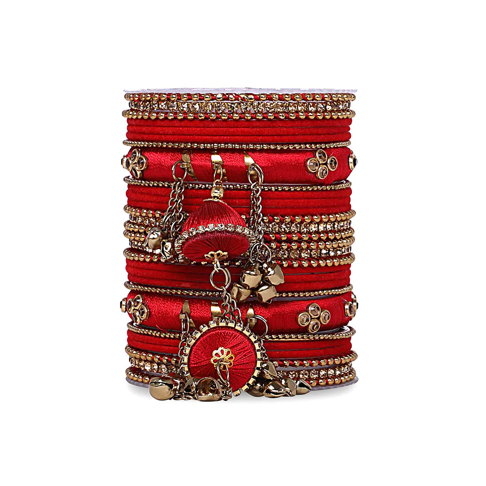 Bridal Silk Thread Sets With Large Jhumki Bells - Image 12