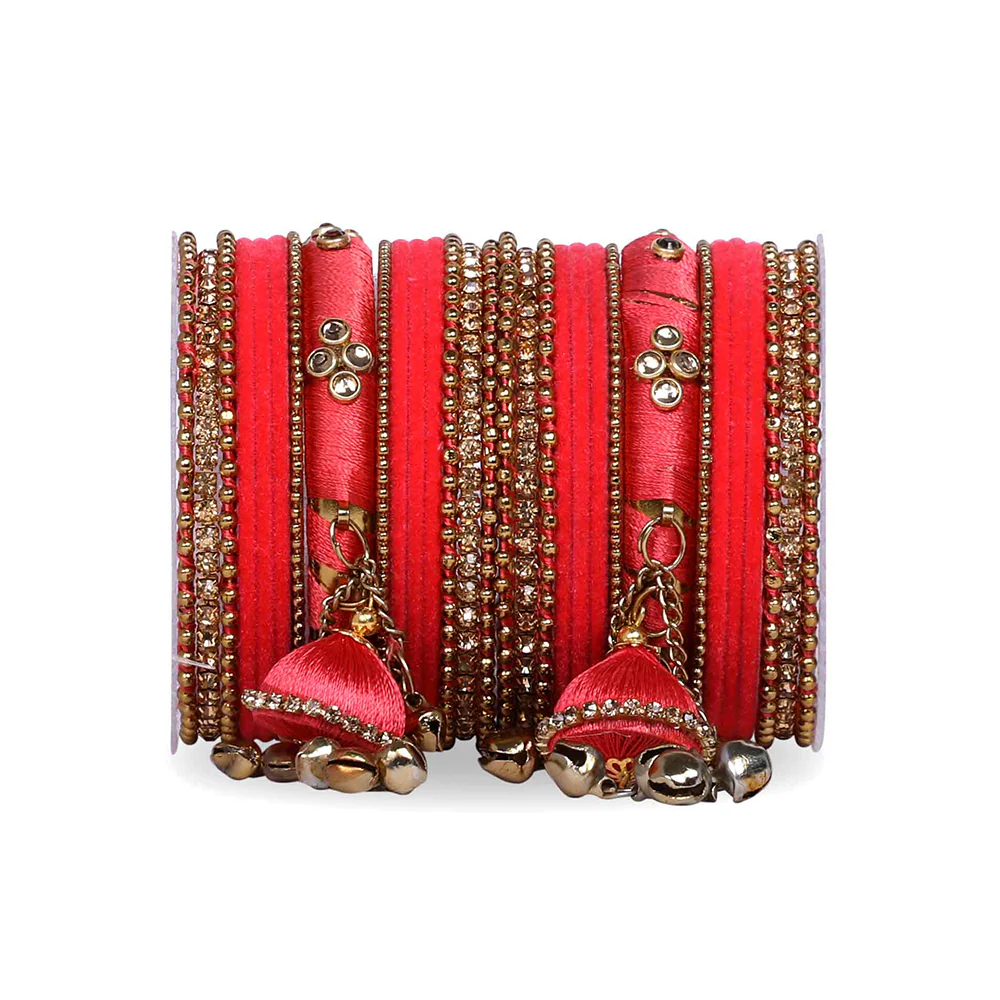 Bridal Silk Thread Sets With Large Jhumki Bells - Image 13