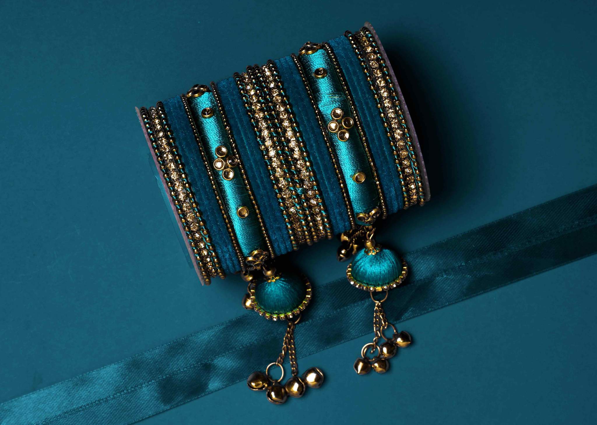 Bridal Silk Thread Sets With Large Jhumki Bells - Image 8