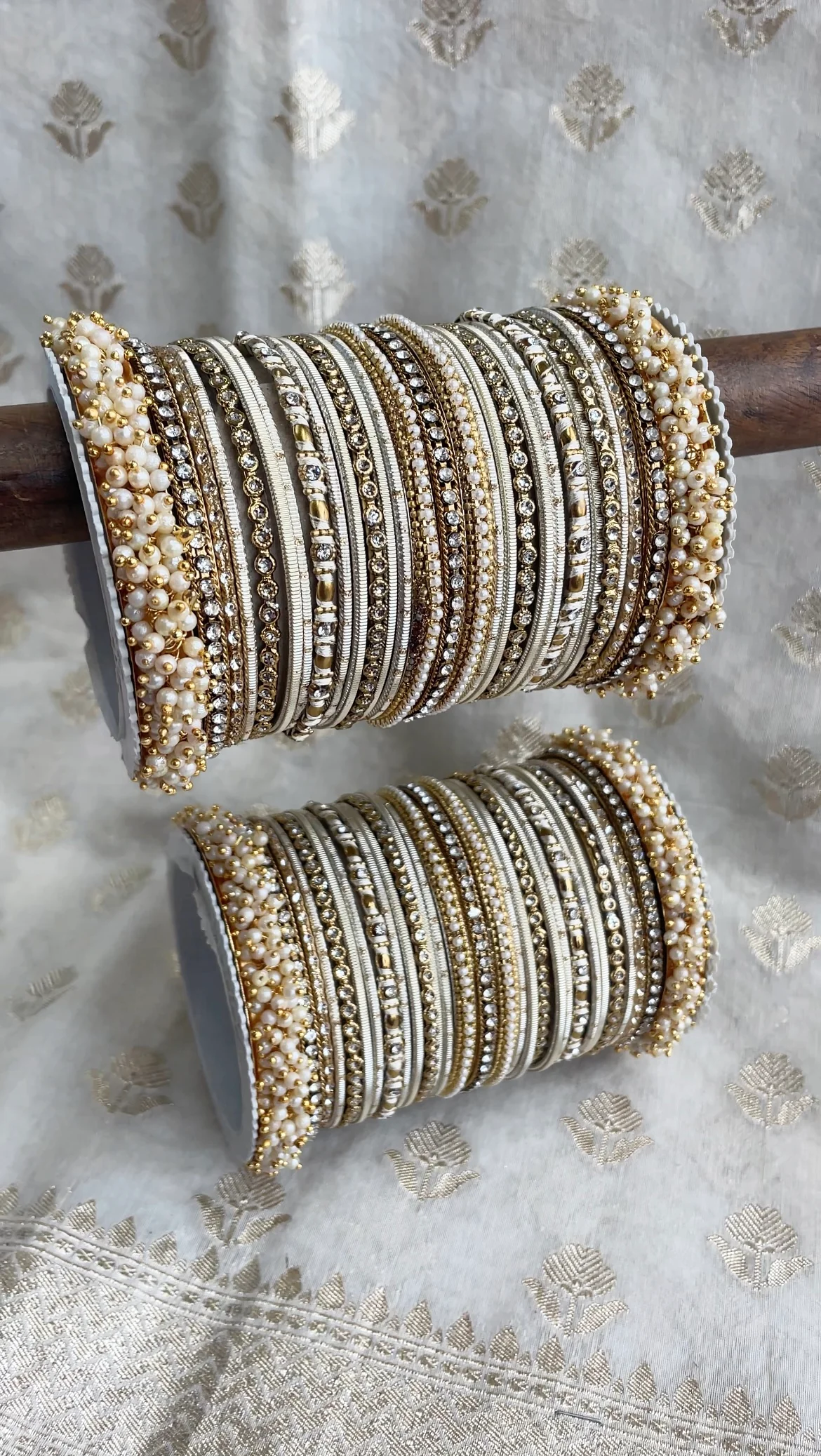 Bridal Stone Bangle Set with Gajra and mix colour by Leshya - Image 4