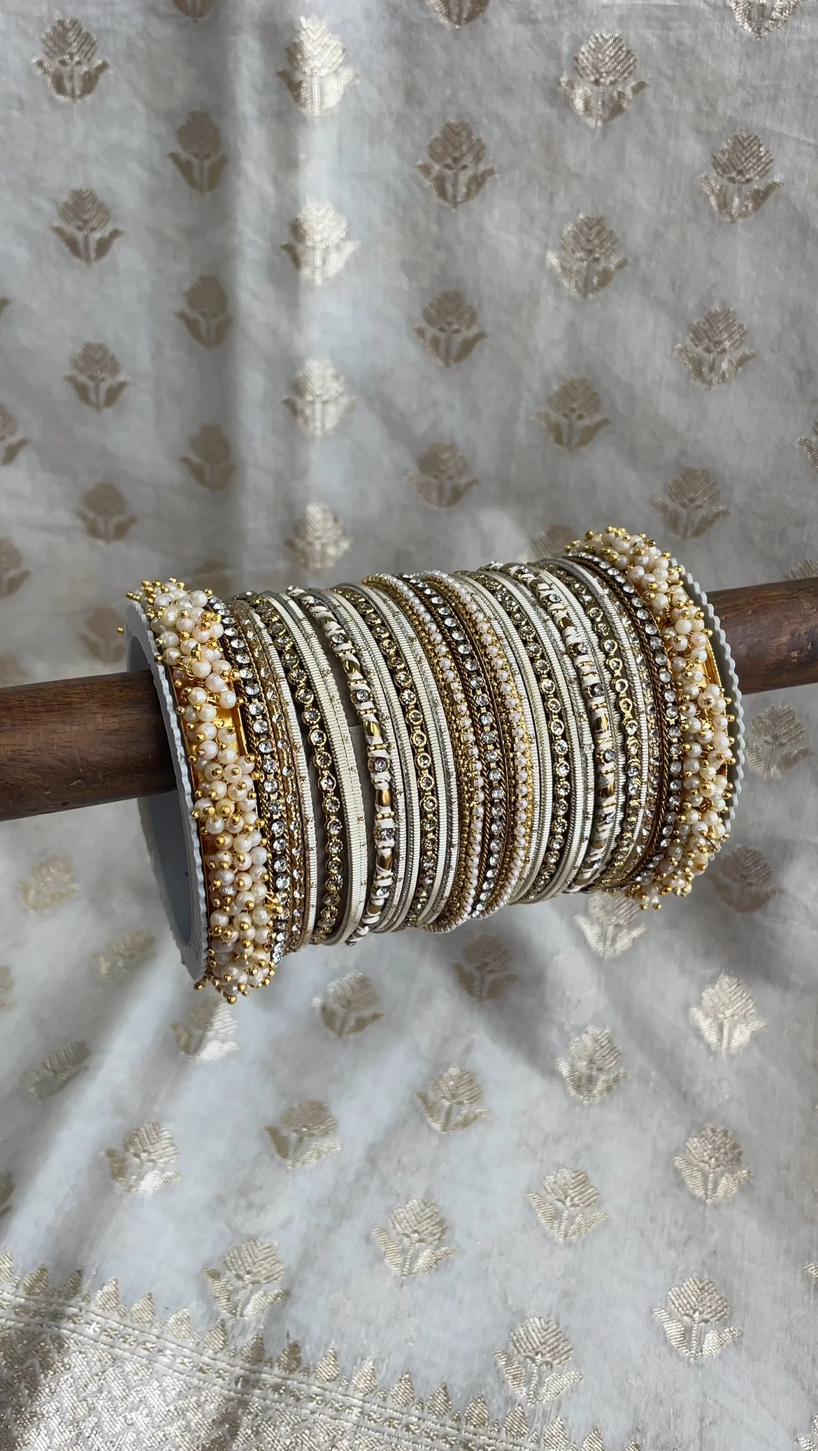 Bridal Stone Bangle Set with Gajra and mix colour by Leshya - Image 5