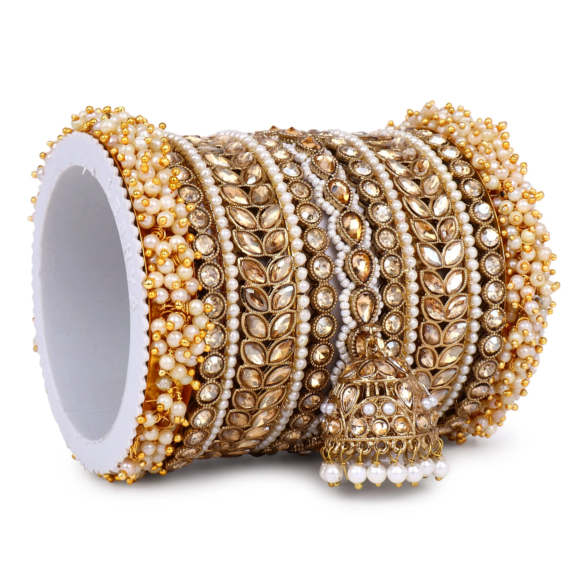 Bridal Stone Bangle Set with Jhumki by Leshya - Image 10
