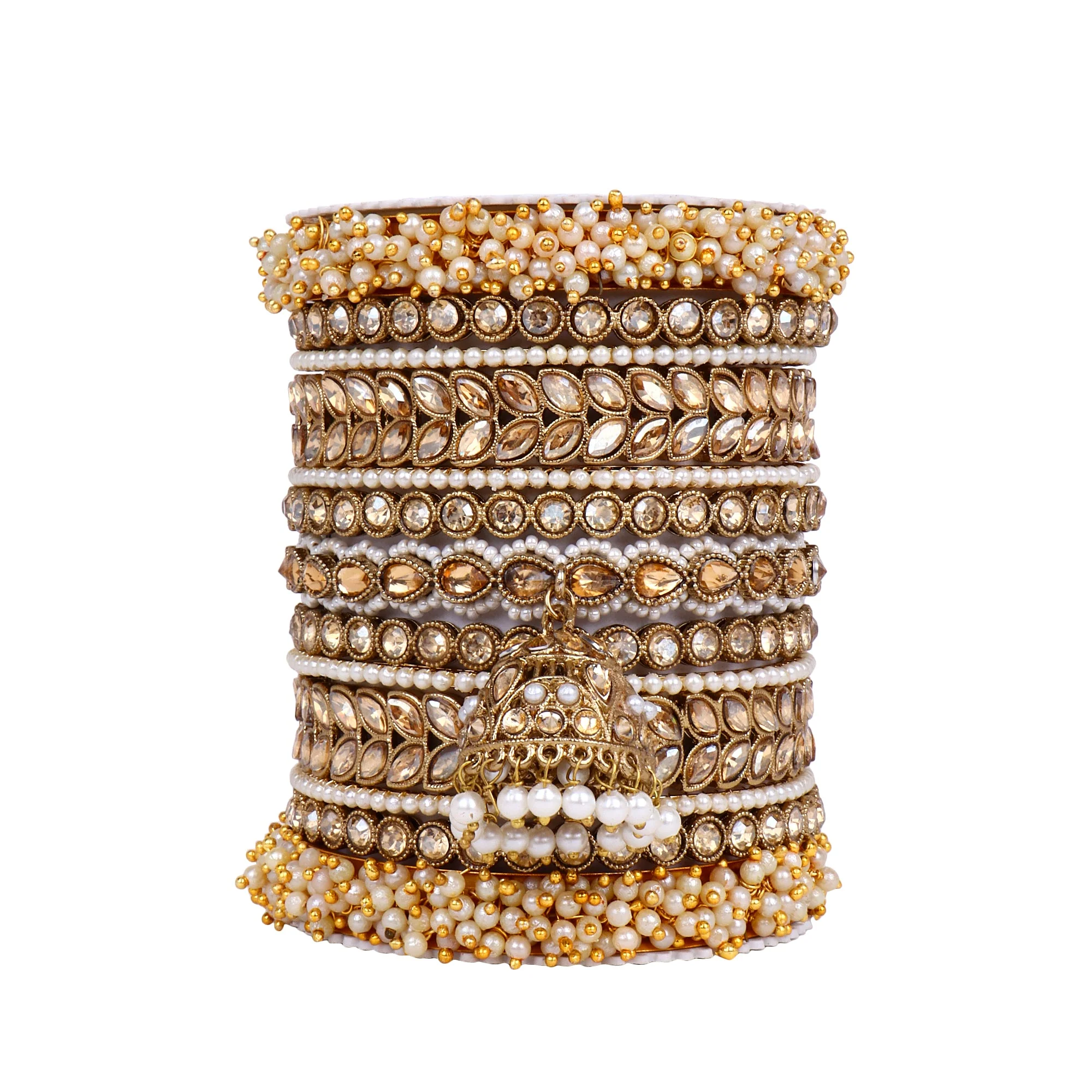Bridal Stone Bangle Set with Jhumki by Leshya - Image 12