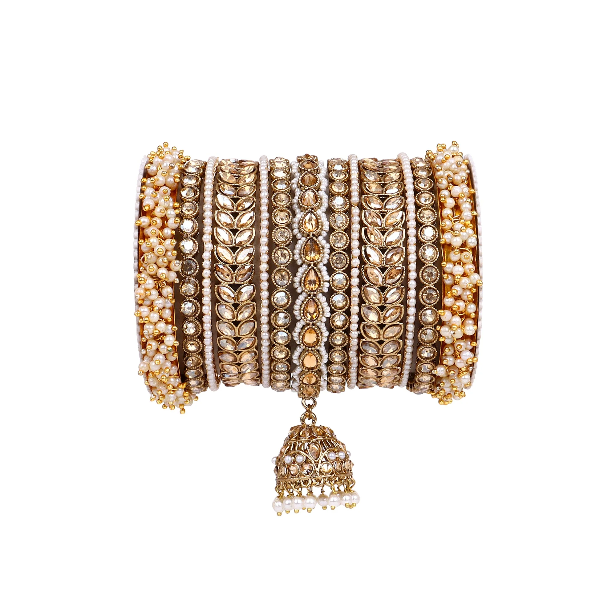 Bridal Stone Bangle Set with Jhumki by Leshya - Image 8