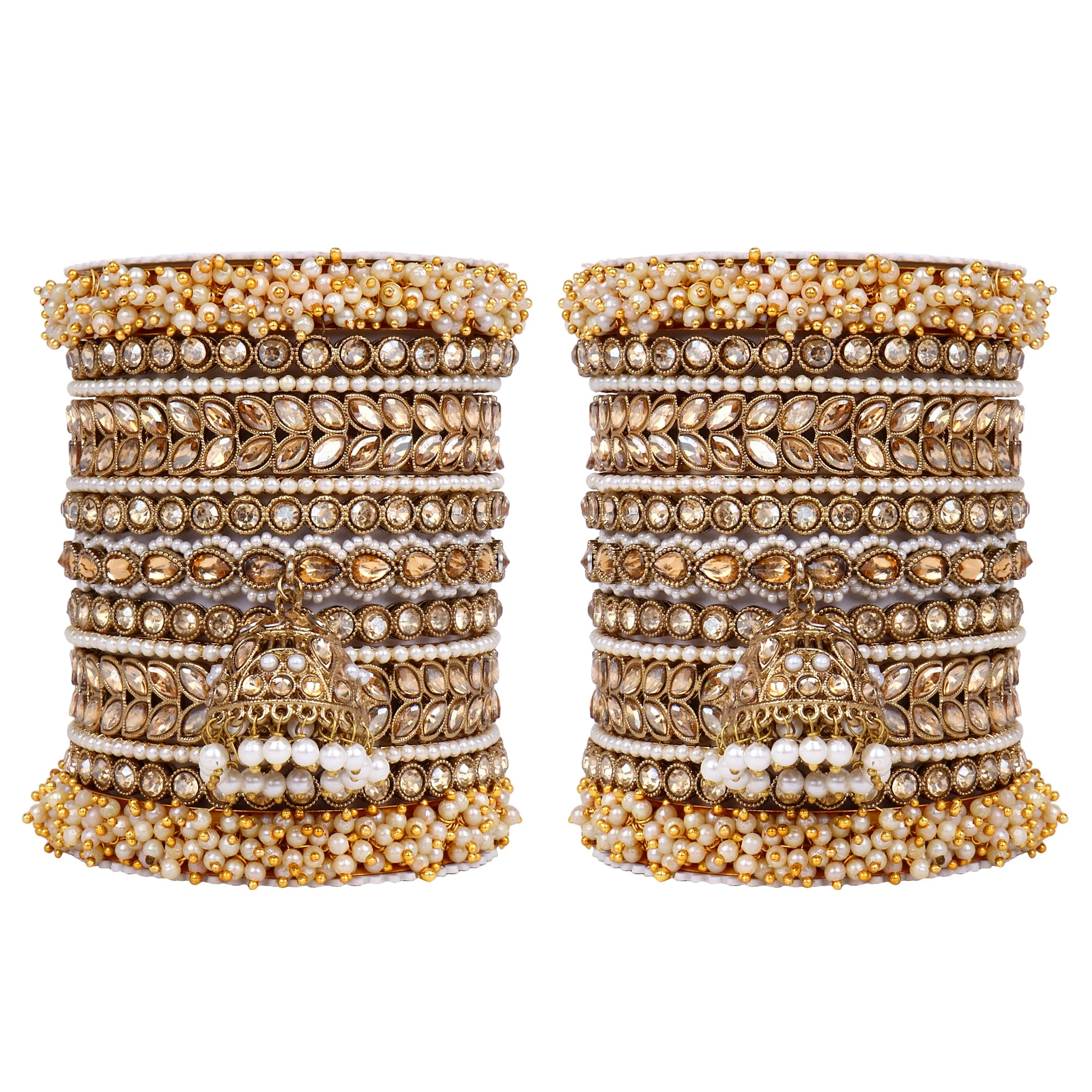 Bridal Stone Bangle Set with Jhumki by Leshya - Image 9
