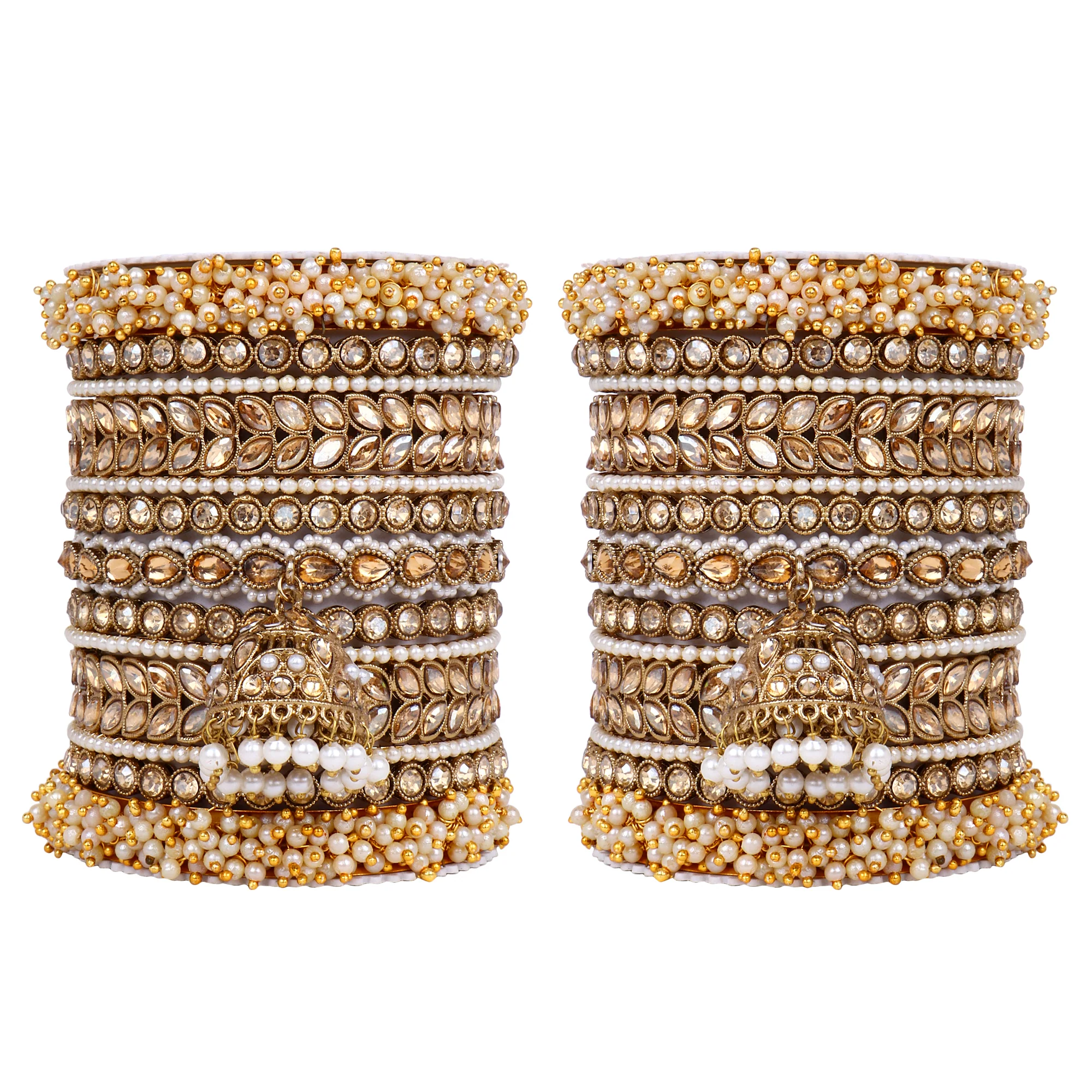 Bridal Stone Bangle Set with Jhumki by Leshya - Image 10