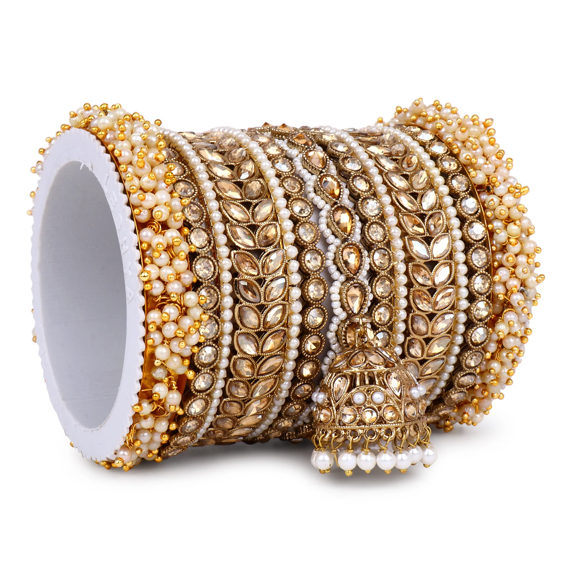 Bridal Stone Bangle Set with Jhumki by Leshya - Image 11
