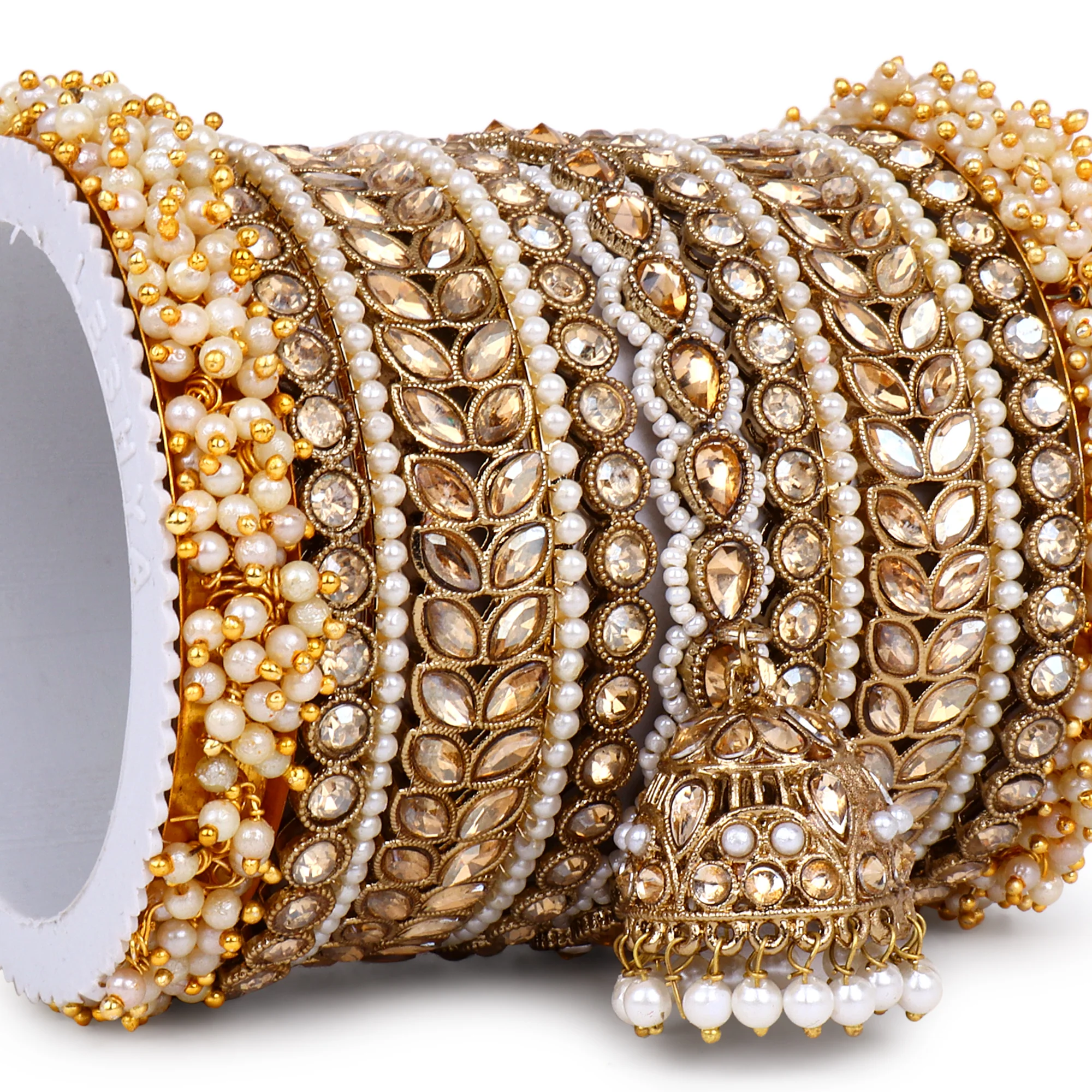 Bridal Stone Bangle Set with Jhumki by Leshya - Image 12