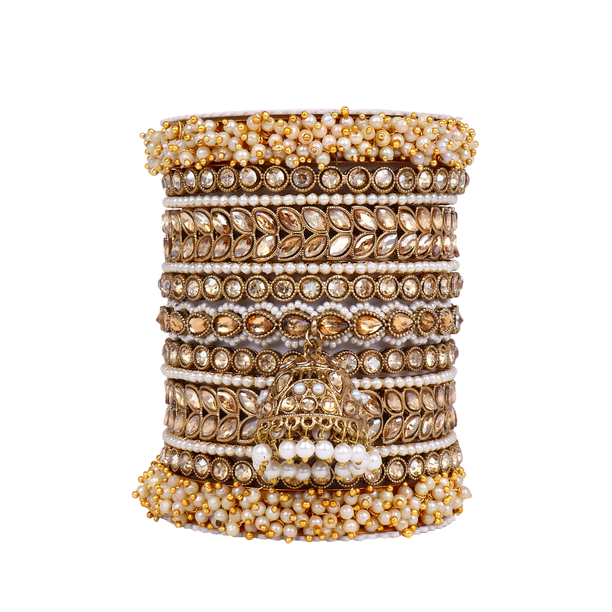 Bridal Stone Bangle Set with Jhumki by Leshya - Image 13