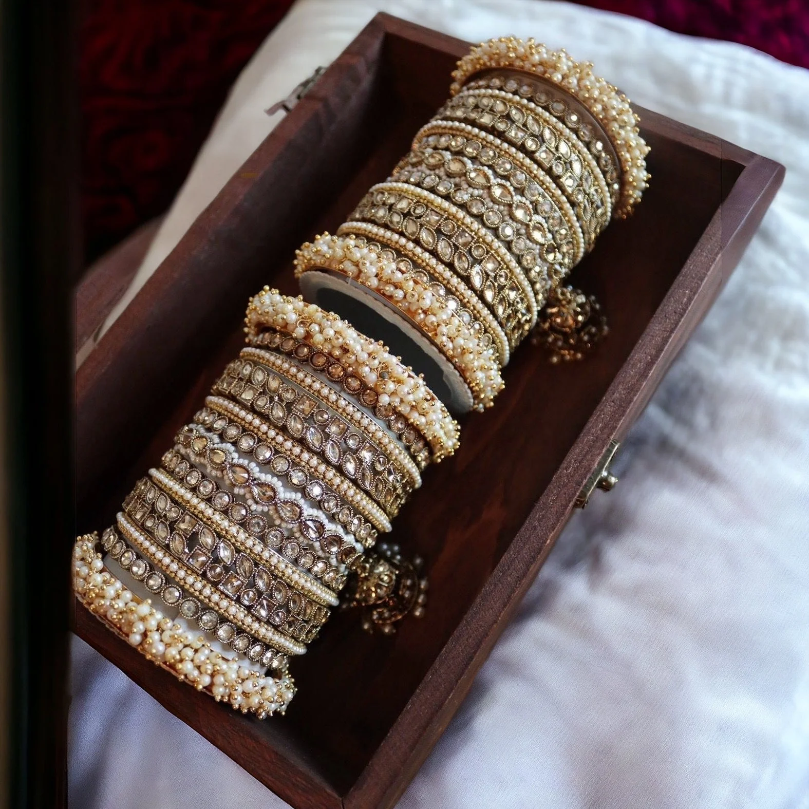 Bridal Stone Bangle Set with Jhumki by Leshya - Image 3