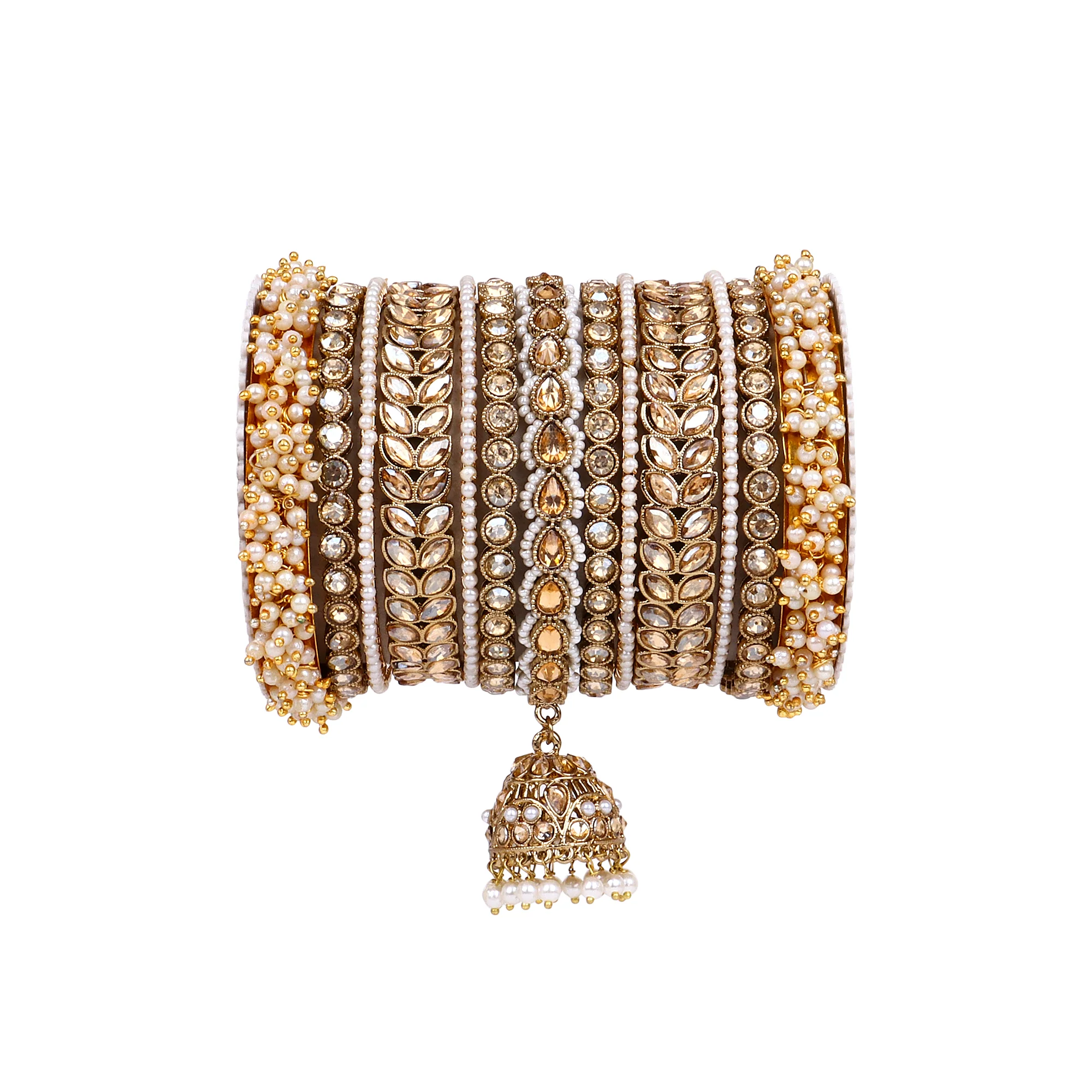 Bridal Stone Bangle Set with Jhumki by Leshya - Image 9