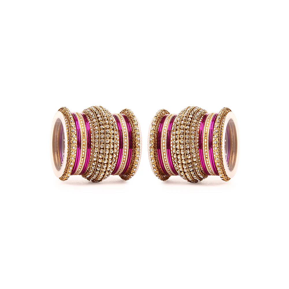 Set of 2 Colored Chakri Shining Bangle Set - Image 21