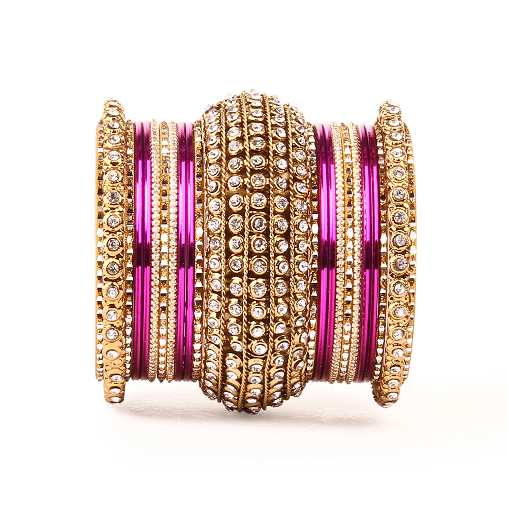 Set of 2 Colored Chakri Shining Bangle Set - Image 22