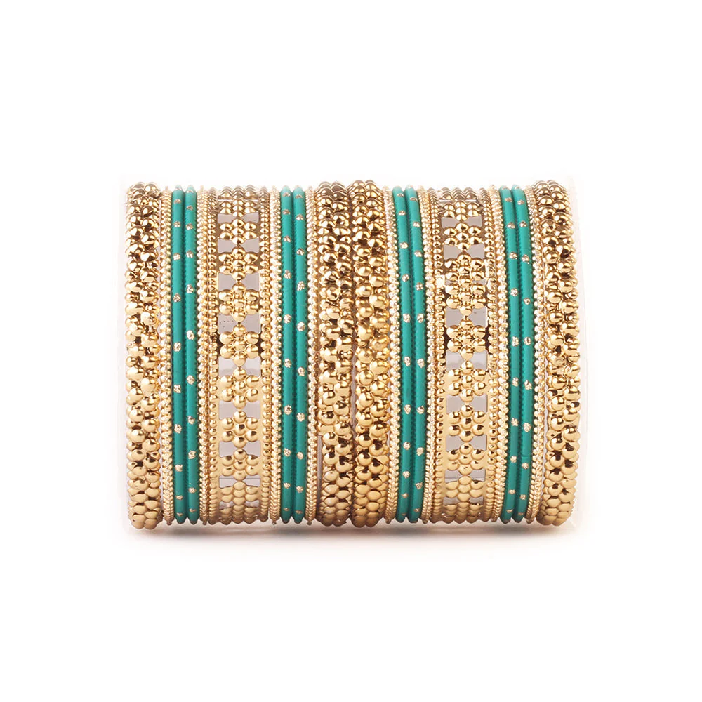 Colored Daily Wear Bangle Set With Flower Jaali Work - Image 9