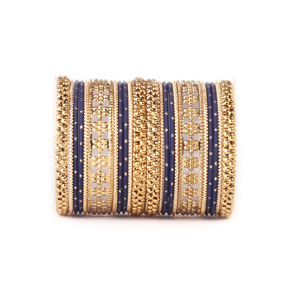 Colored Daily Wear Bangle Set With Flower Jaali Work - Image 6