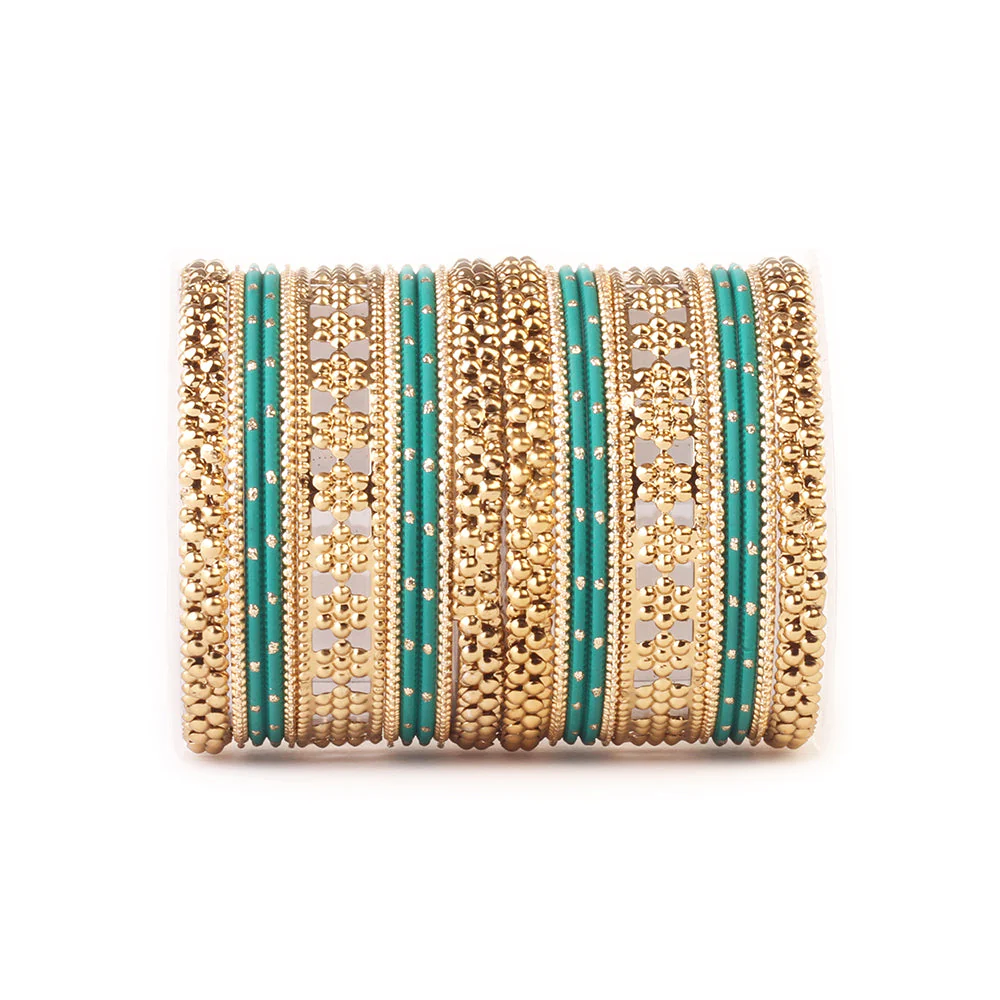 Colored Daily Wear Bangle Set With Flower Jaali Work - Image 9