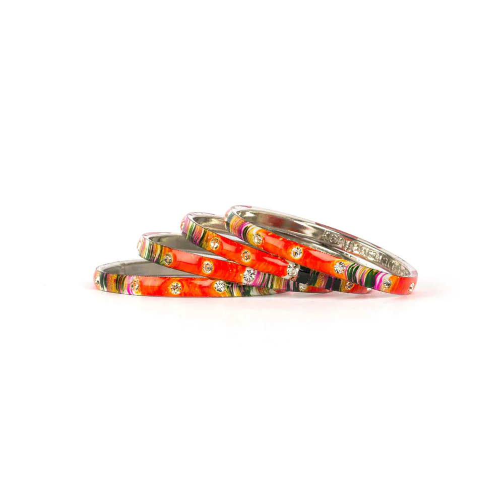 Colored Meenakari Bracelet With Hand Painted Print Design And Running Stones - Image 10