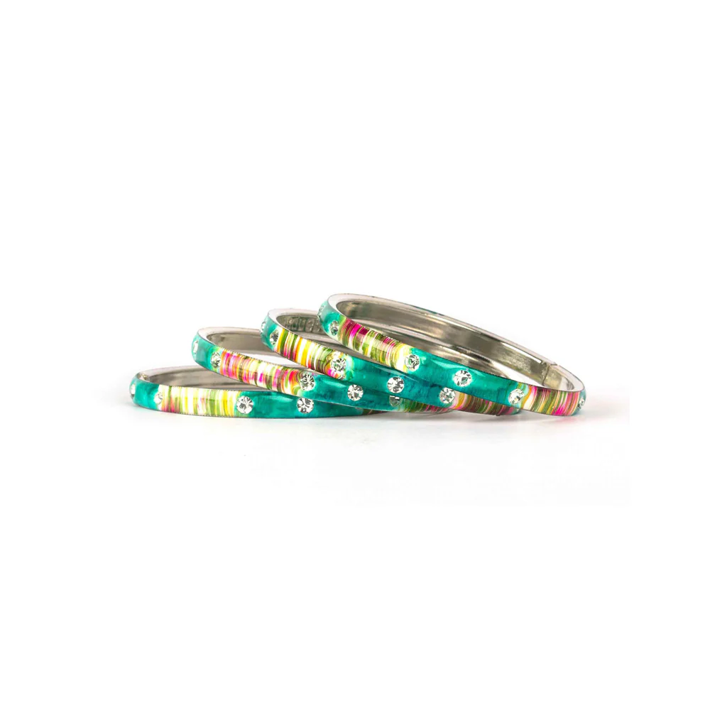 Colored Meenakari Bracelet With Hand Painted Print Design And Running Stones - Image 14