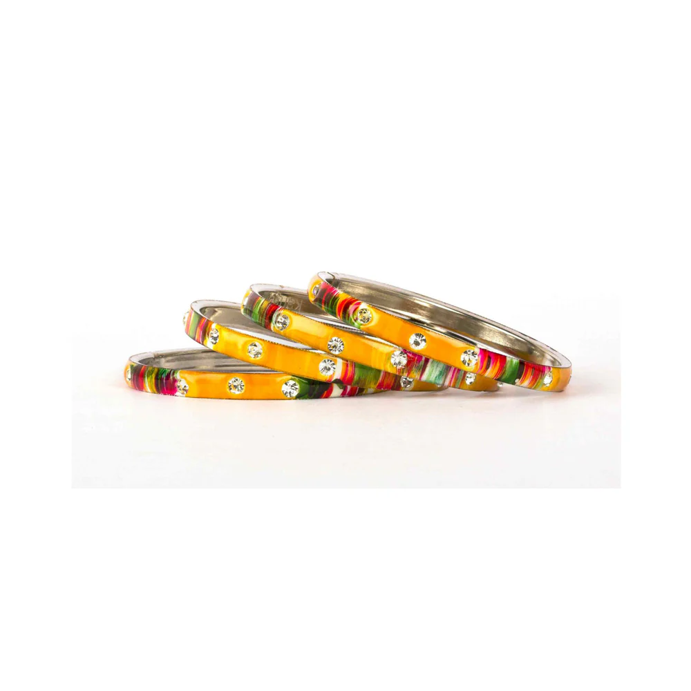 Colored Meenakari Bracelet With Hand Painted Print Design And Running Stones - Image 18