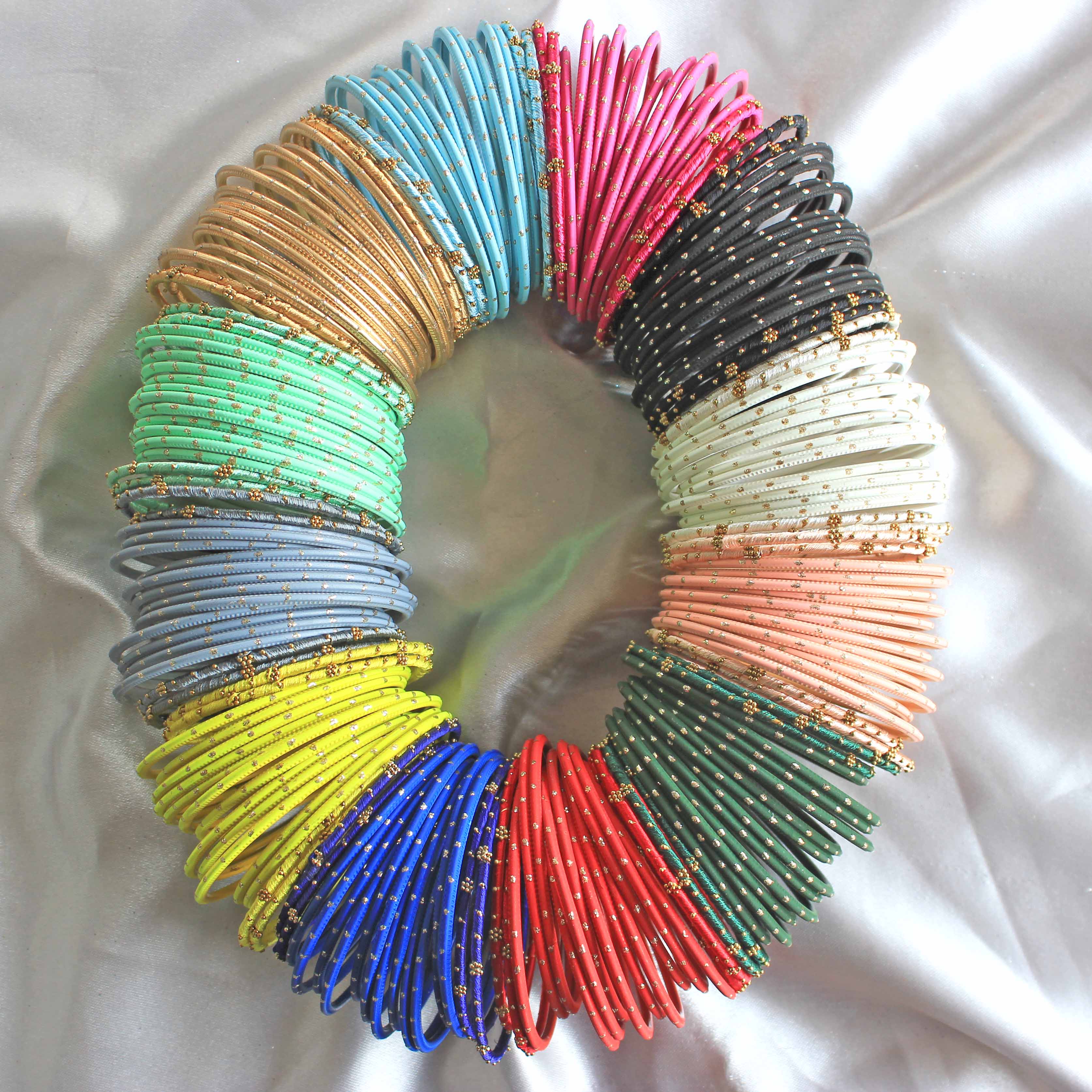 Colourful Bangle Bunch with Thread and Matte Bangles (12 Colours) - Image 2