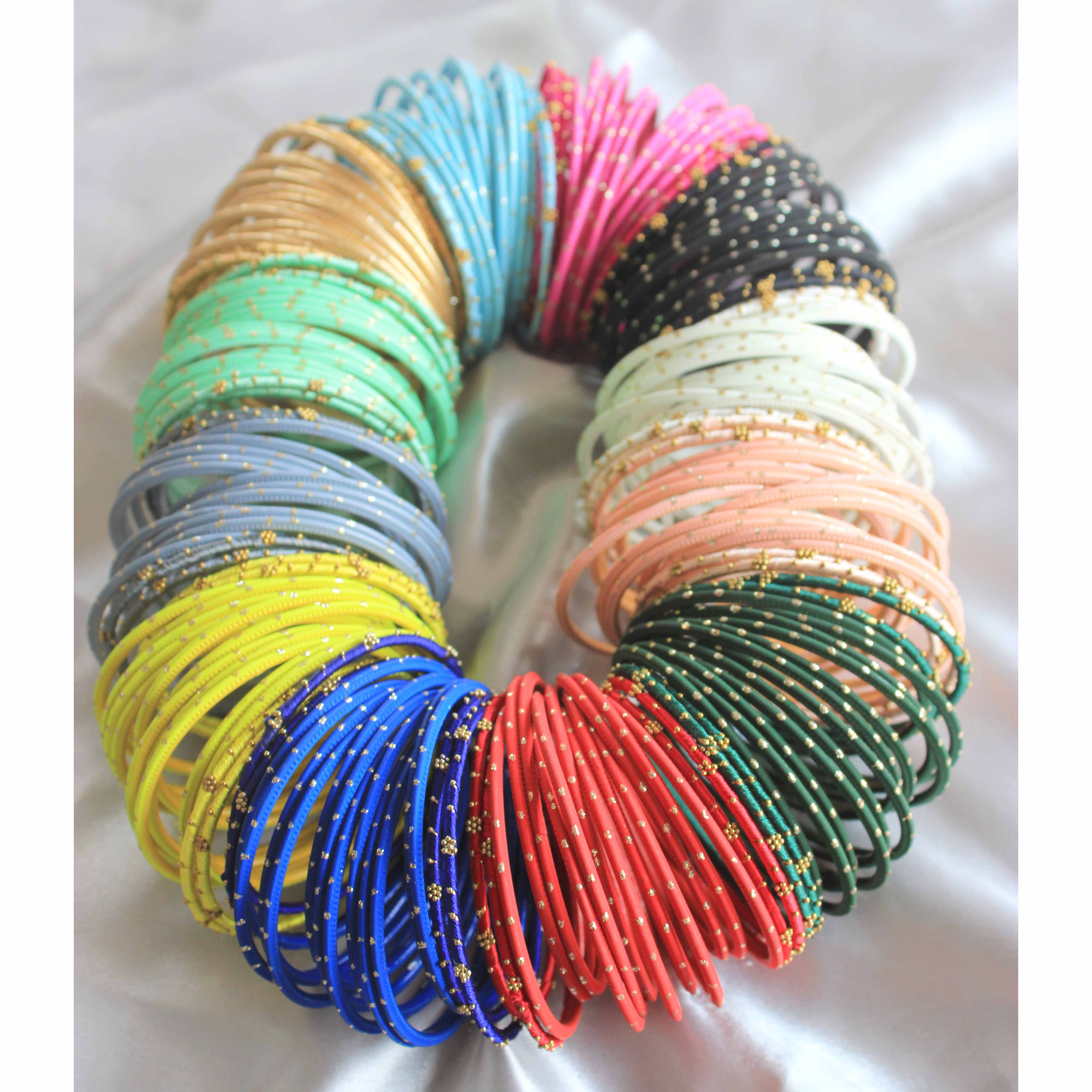 Colourful Bangle Bunch with Thread and Matte Bangles (12 Colours) - Image 3