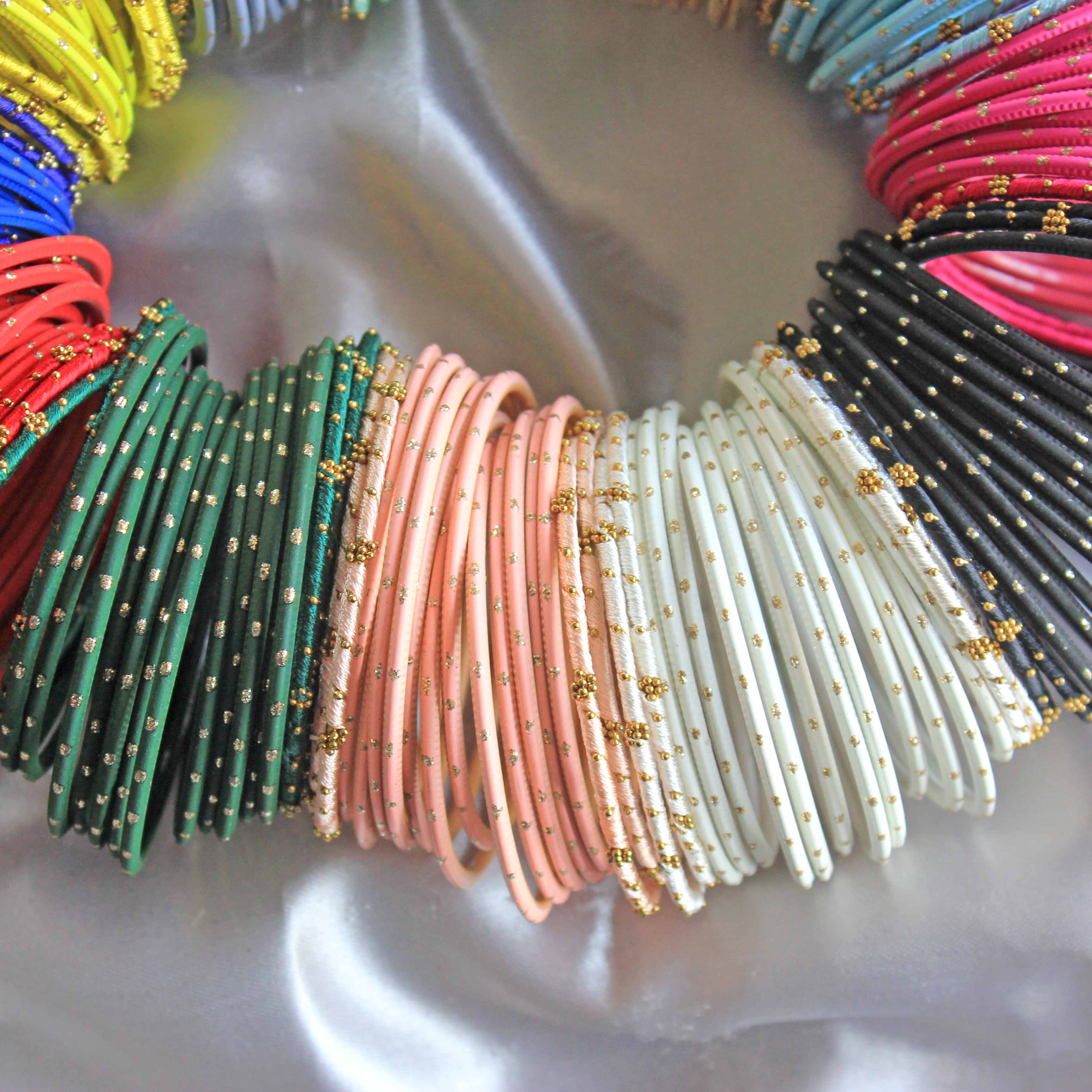 Colourful Bangle Bunch with Thread and Matte Bangles (12 Colours) - Image 4