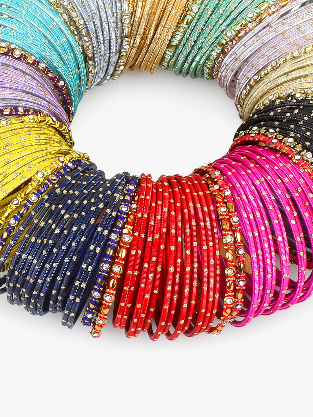 Colourful Bangle Bunch with Thread and Matte Bangles (12 Colours) - Image 3