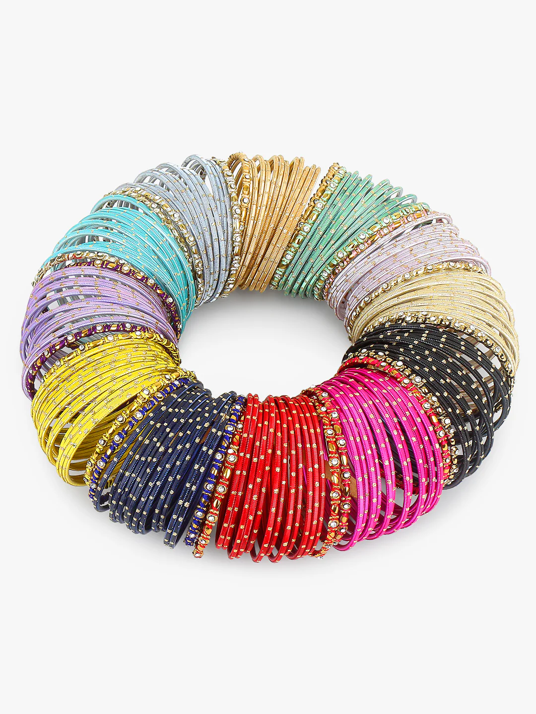 Colourful Bangle Bunch with Thread and Matte Bangles (12 Colours) - Image 4