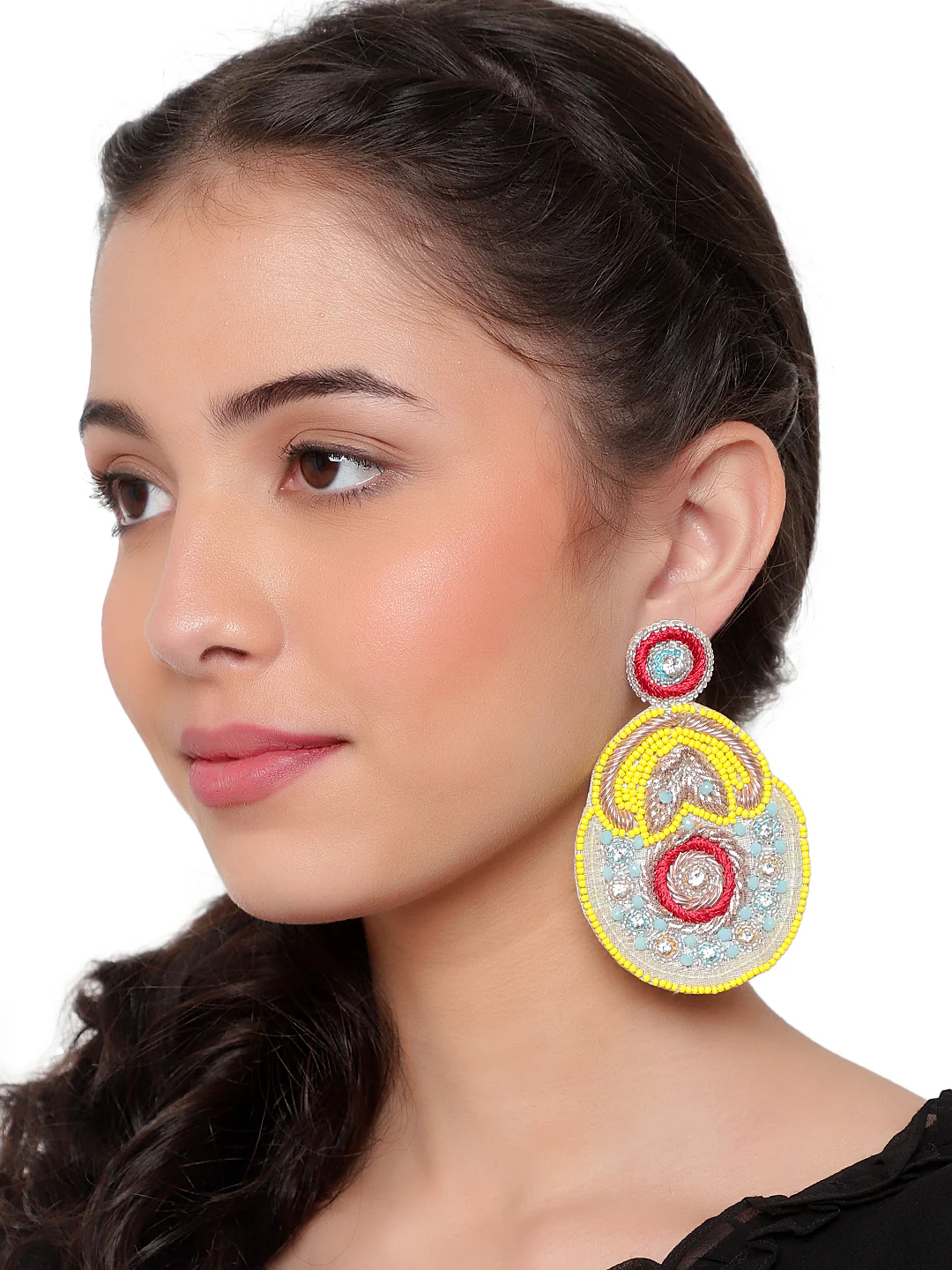 Colourful Handmade Earring with stonework by Leshya - Image 2