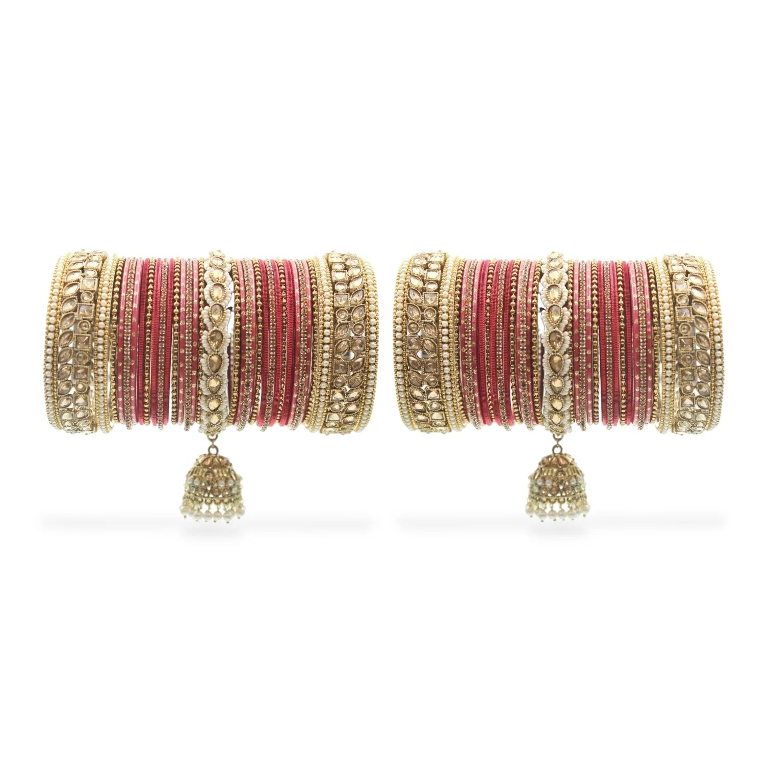 Colourful Jhumki Bangle set with Kundan Border Kada by Leshya - Image 11