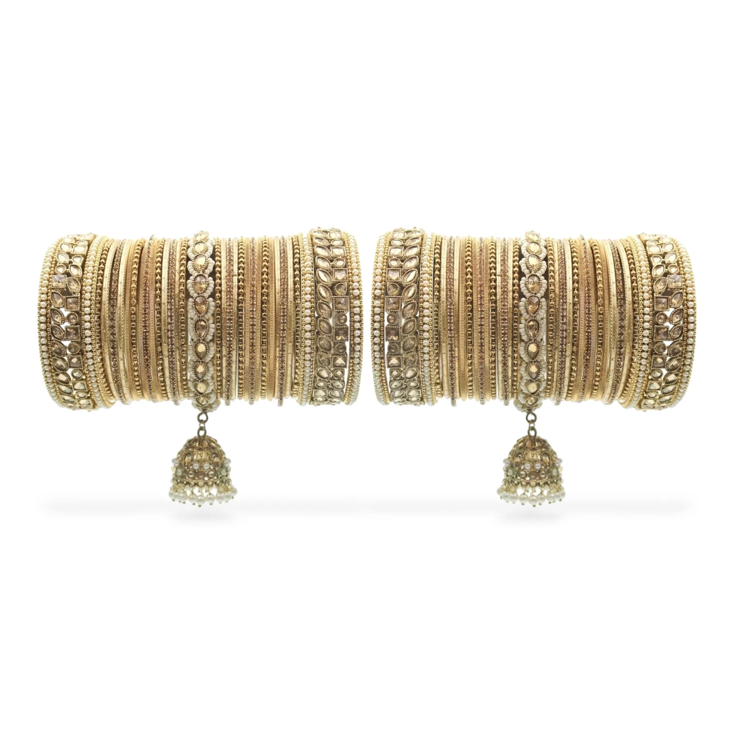 Colourful Jhumki Bangle set with Kundan Border Kada by Leshya - Image 13