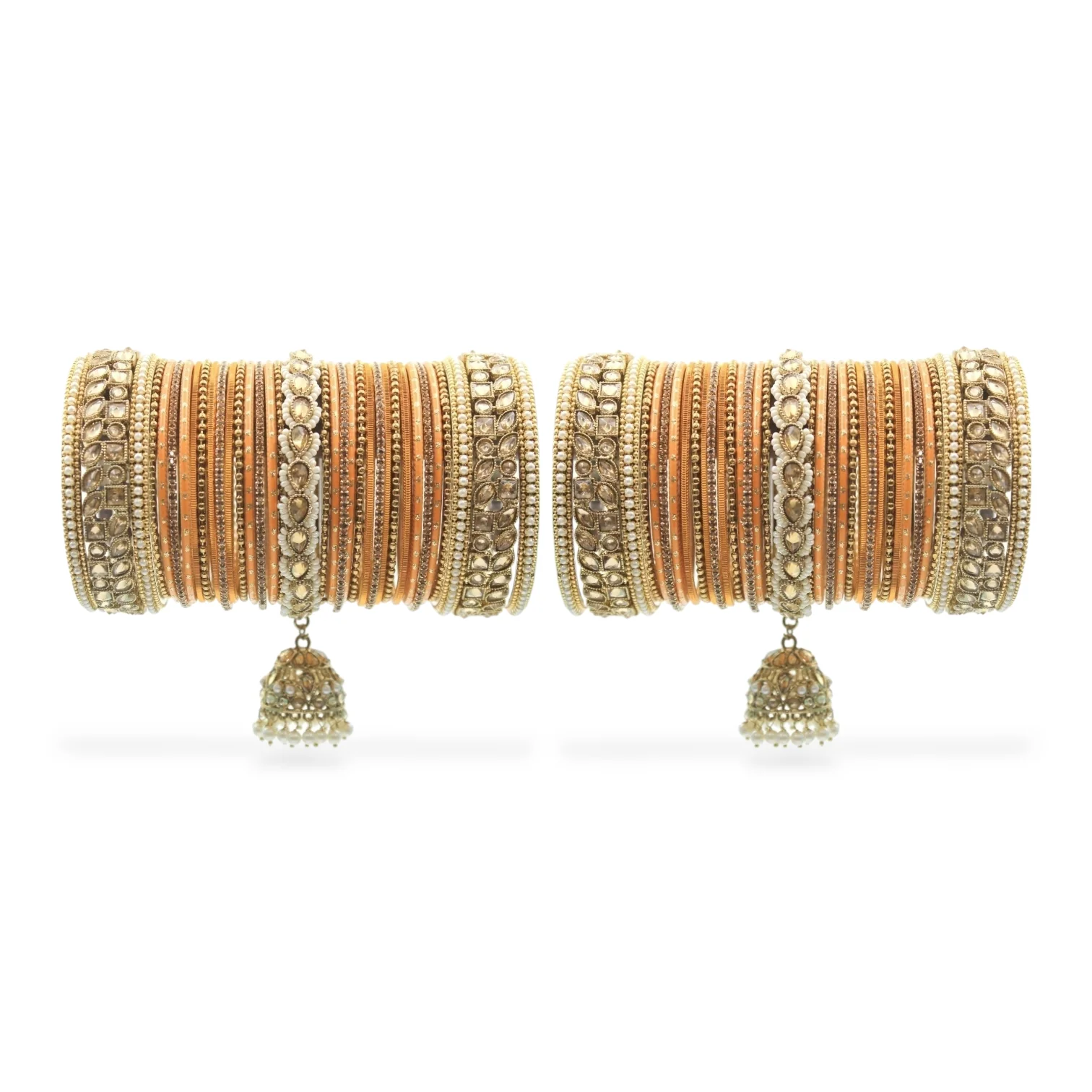 Colourful Jhumki Bangle set with Kundan Border Kada by Leshya - Image 15