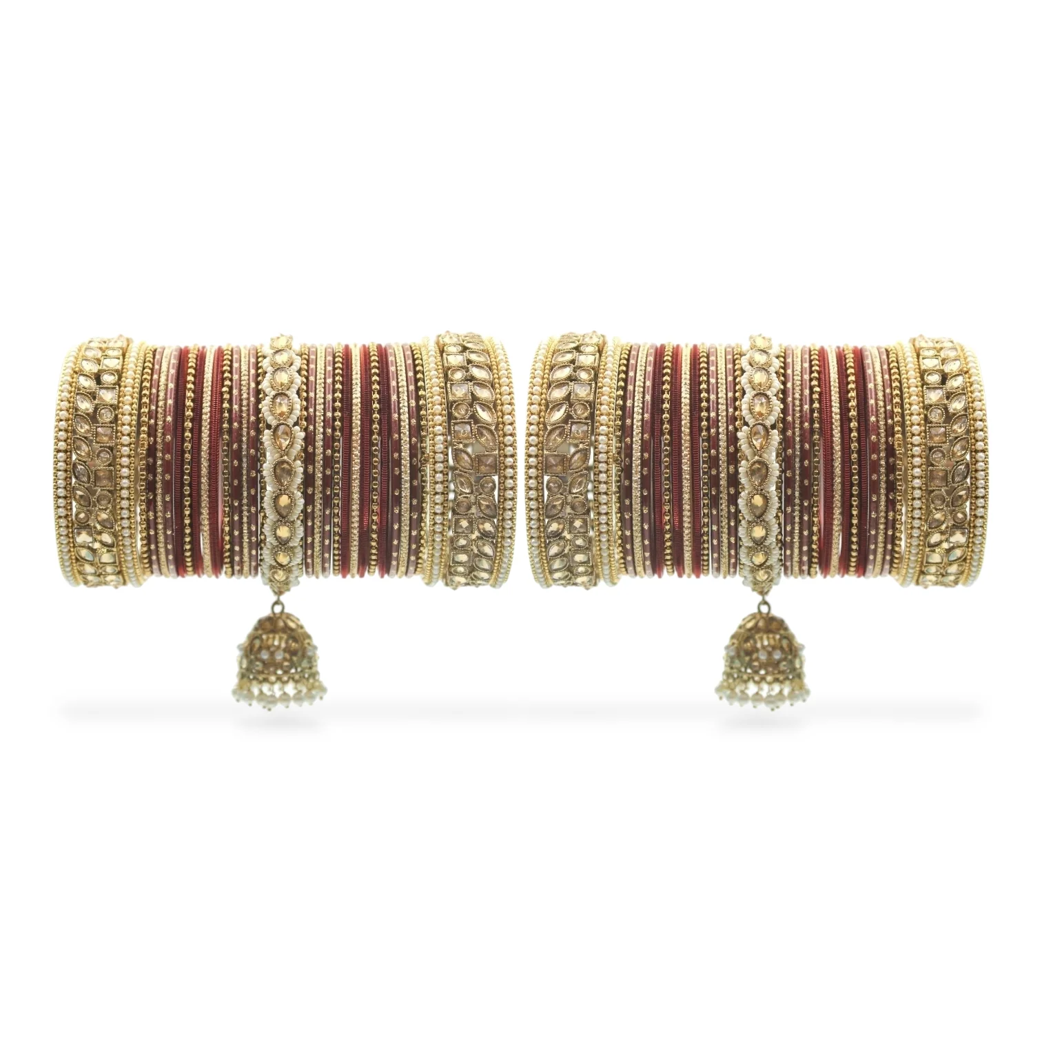 Colourful Jhumki Bangle set with Kundan Border Kada by Leshya - Image 19