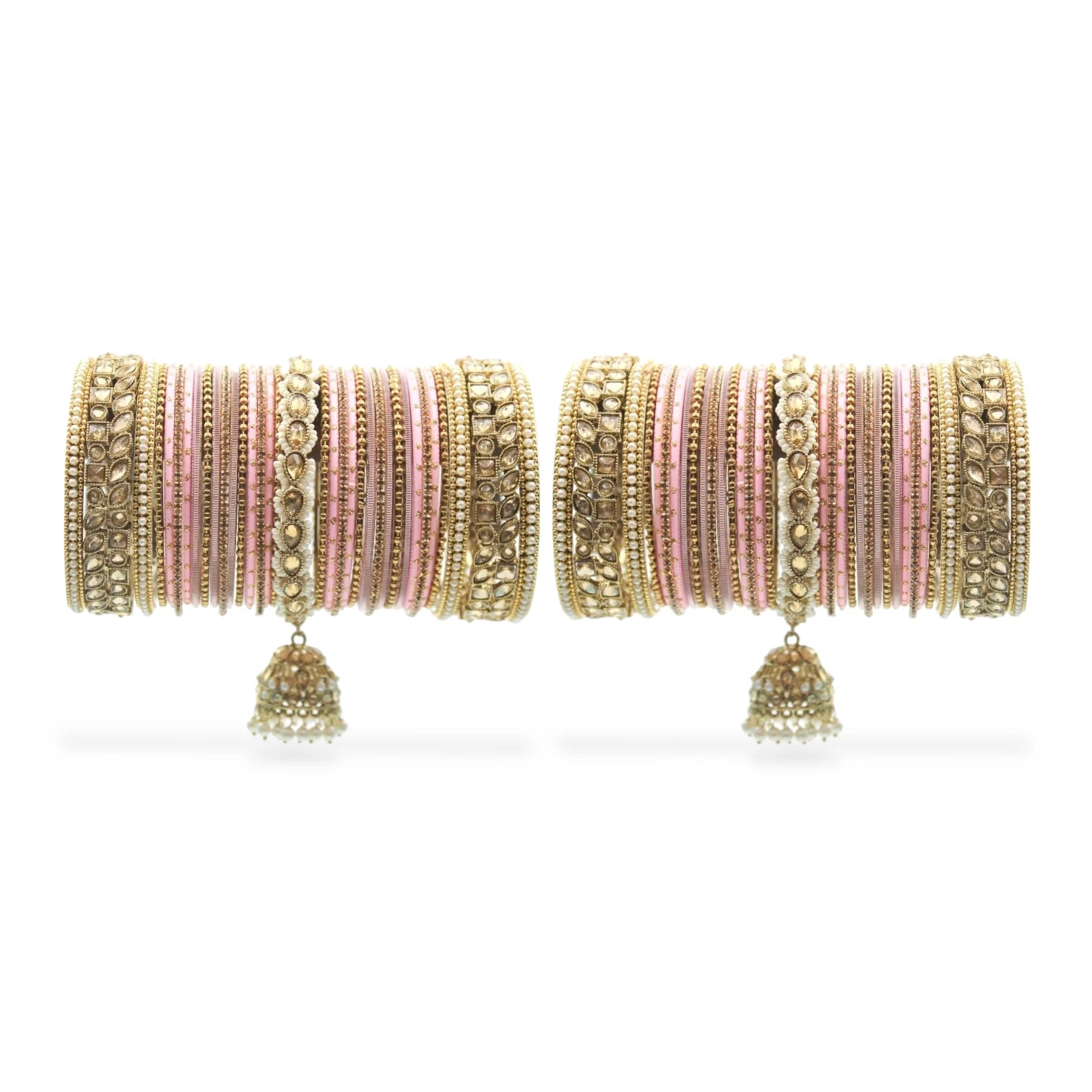 Colourful Jhumki Bangle set with Kundan Border Kada by Leshya - Image 23