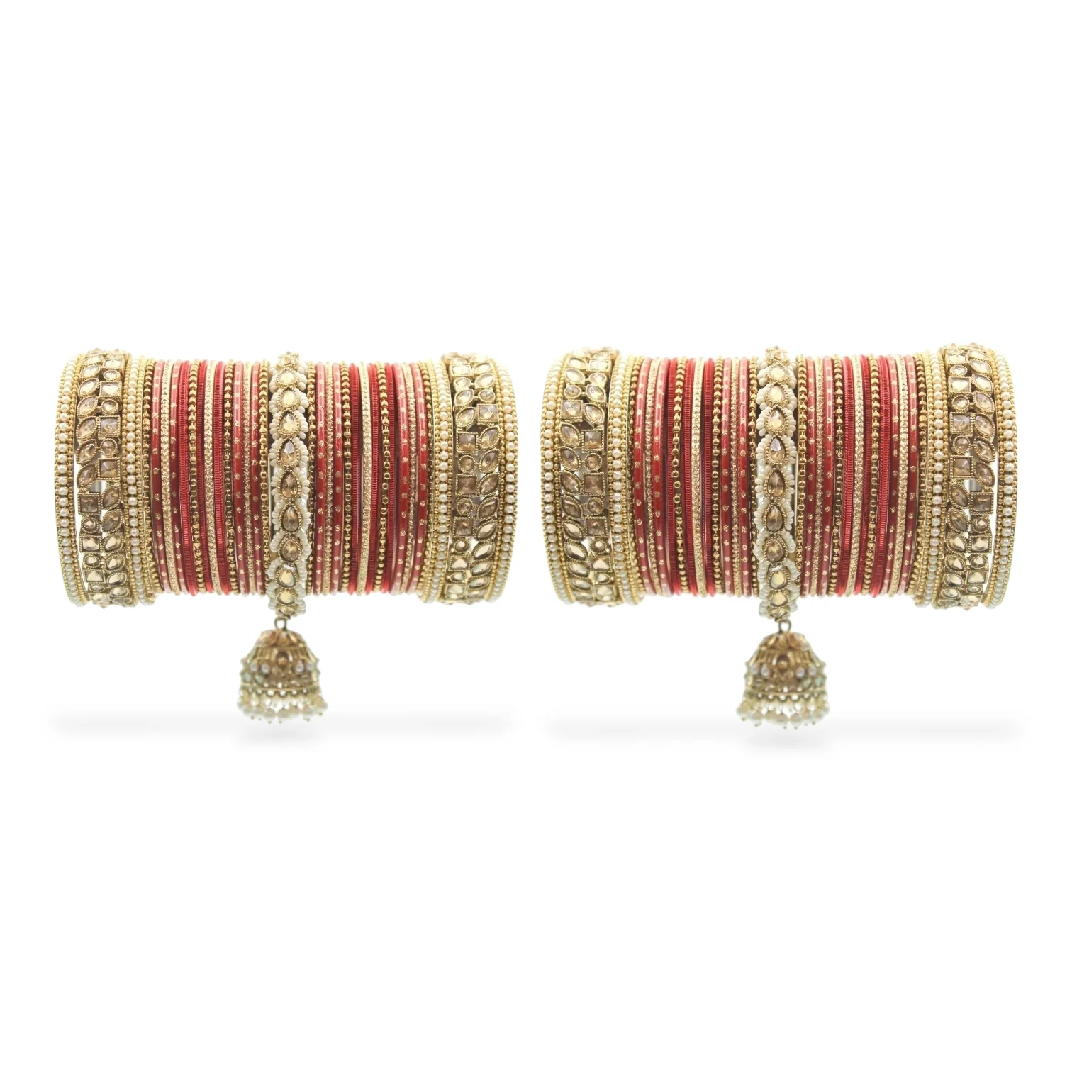 Colourful Jhumki Bangle set with Kundan Border Kada by Leshya - Image 27