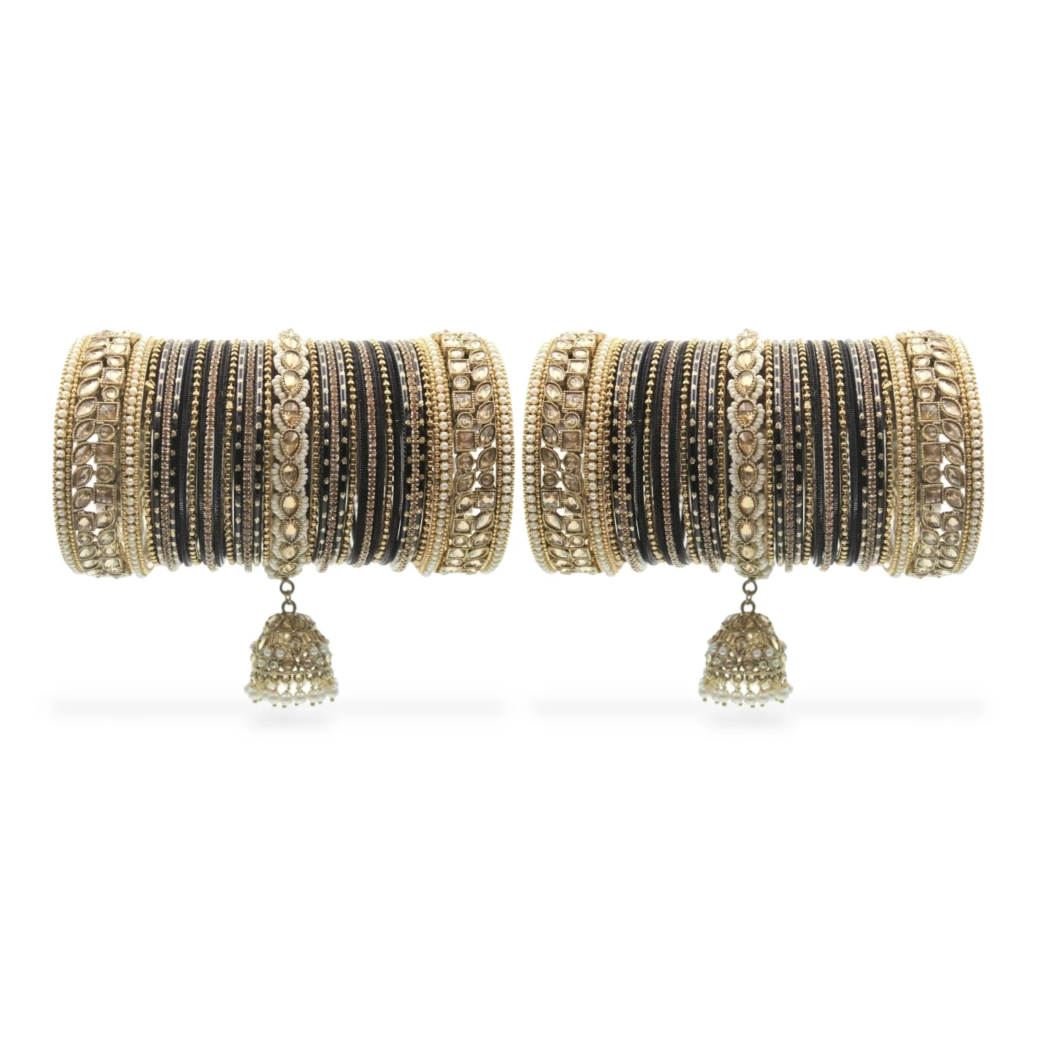 Colourful Jhumki Bangle set with Kundan Border Kada by Leshya - Image 9