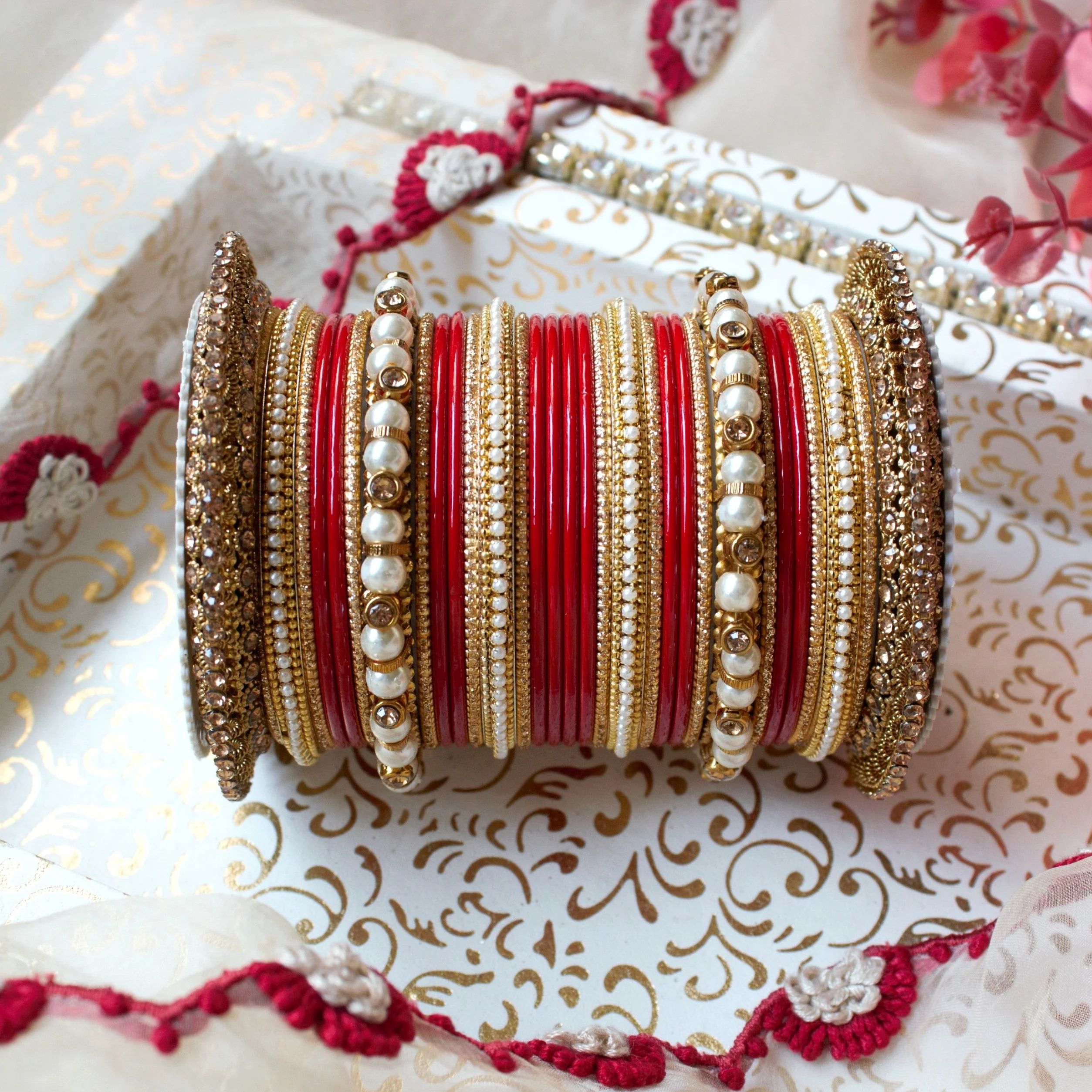 Beautiful Bridal Bangle Set with Pacheli Kada by Leshya - Image 7