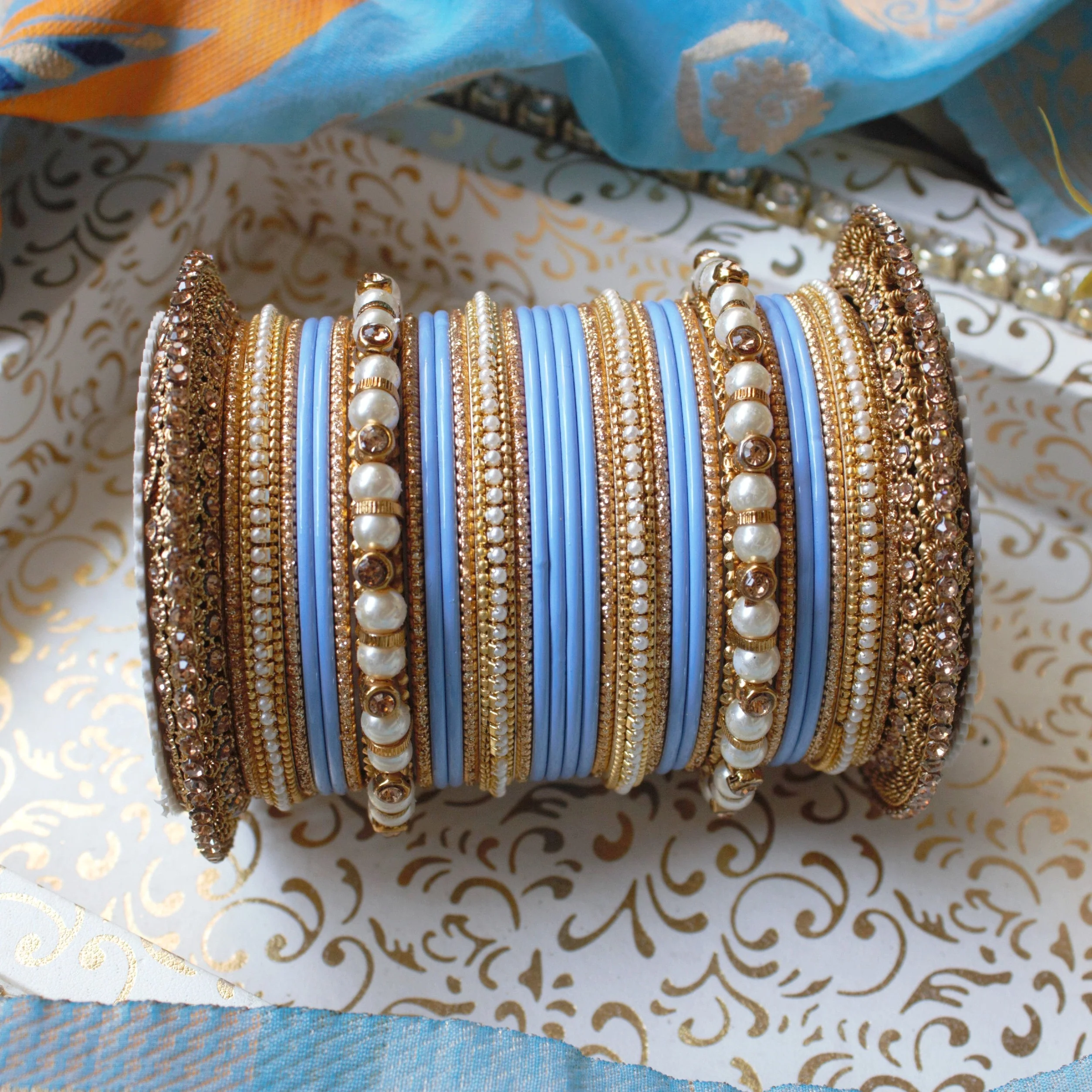 Beautiful Bridal Bangle Set with Pacheli Kada by Leshya - Image 9