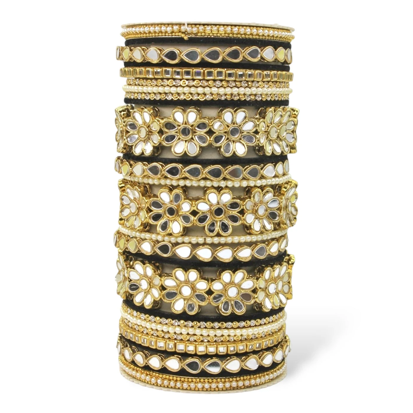Mirrored Bridal Bangle Set with Silk thread Bangles by Leshya - Image 10