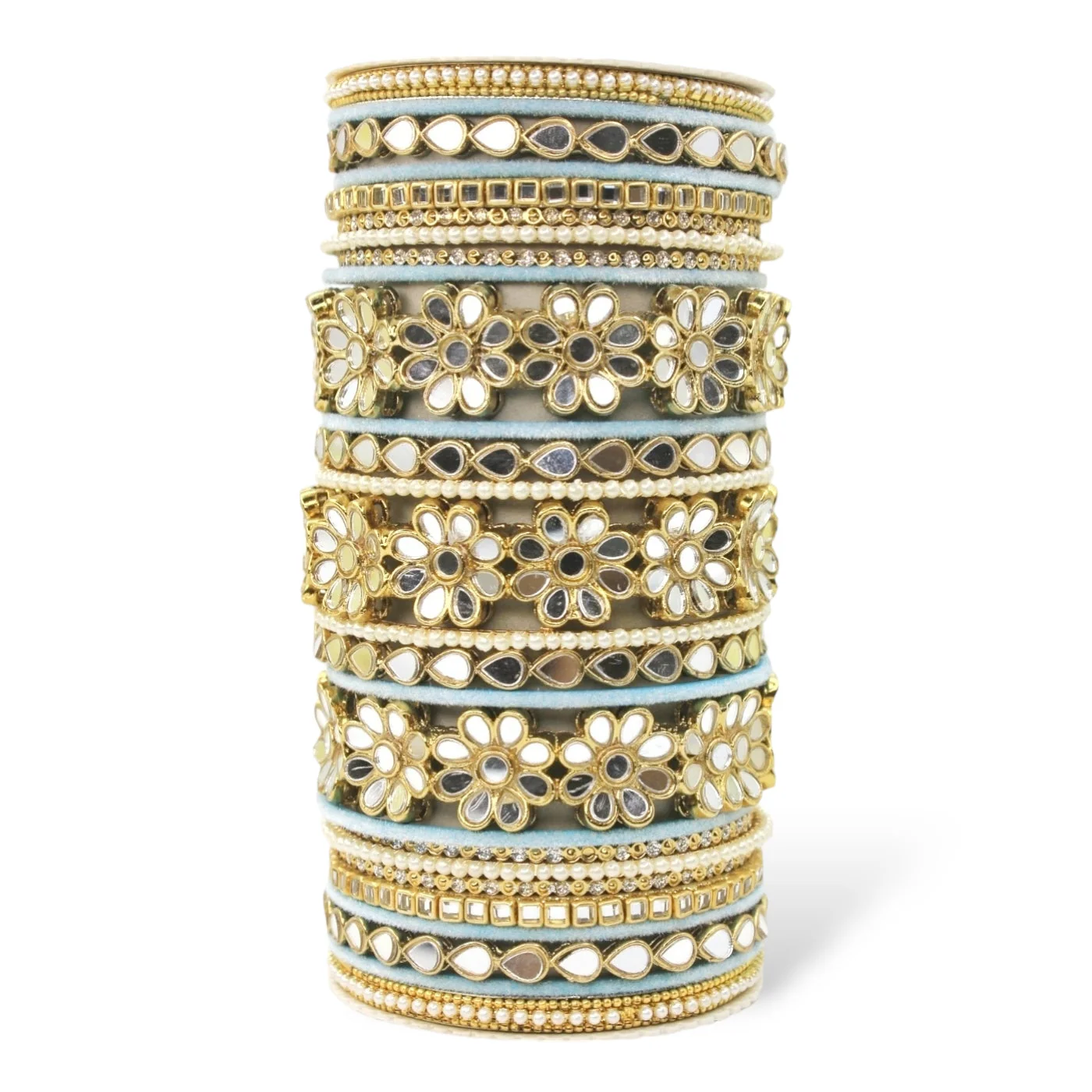 Mirrored Bridal Bangle Set with Silk thread Bangles by Leshya - Image 4