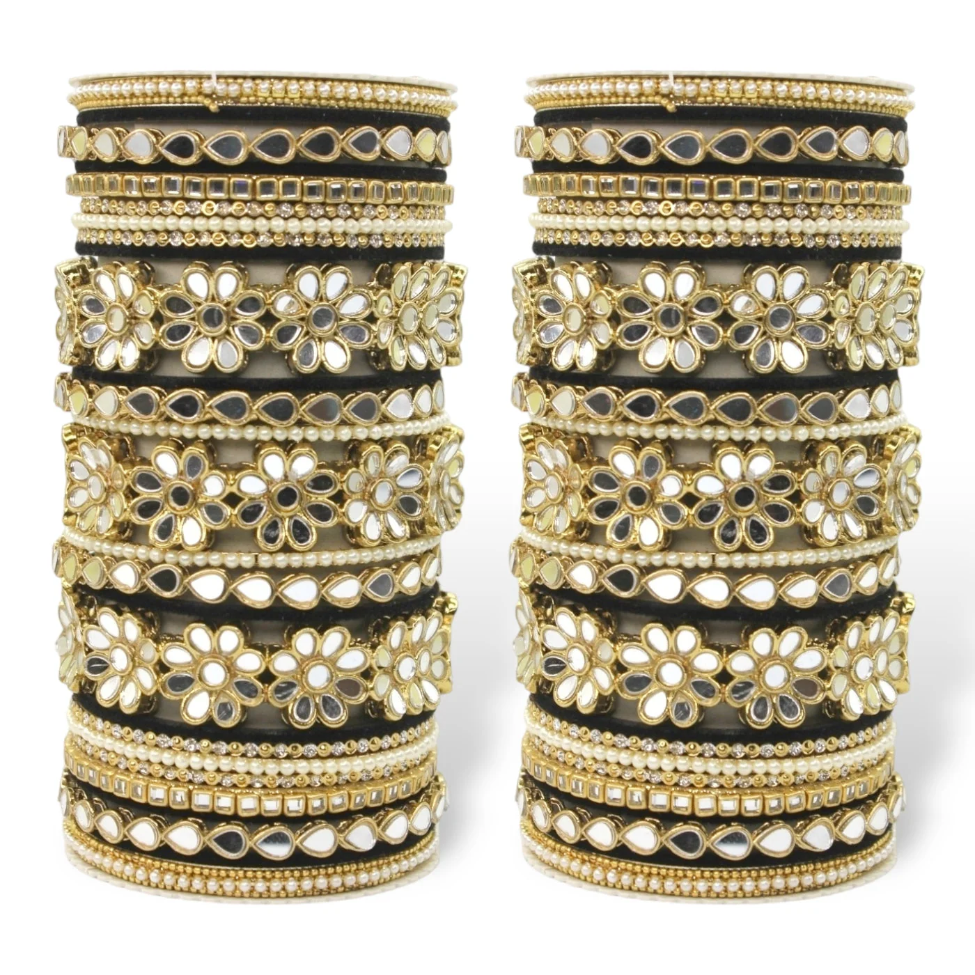 Mirrored Bridal Bangle Set with Silk thread Bangles by Leshya - Image 9