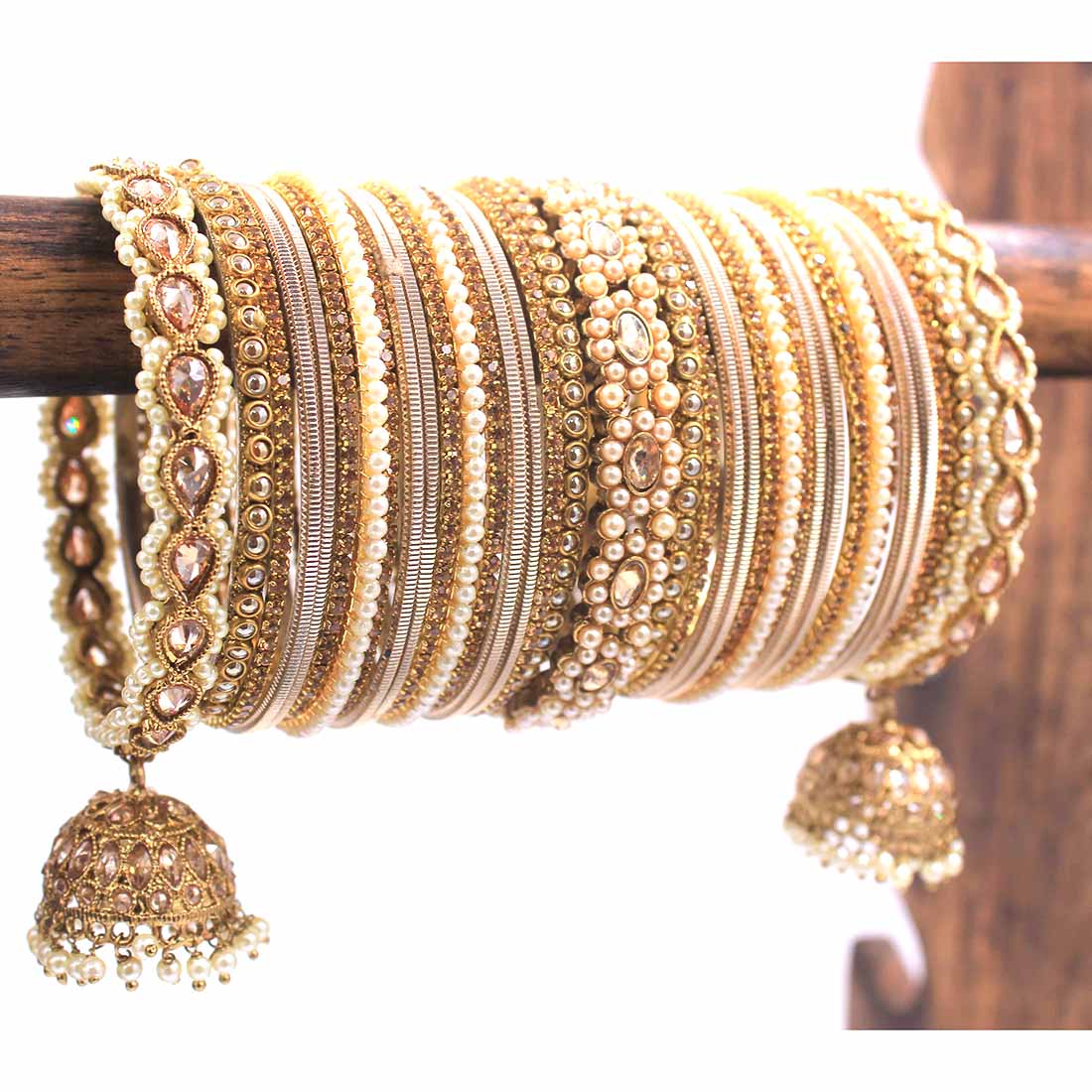 Rich Texture bangle set with Jhumki Borders by Leshya for One Hand - Image 4